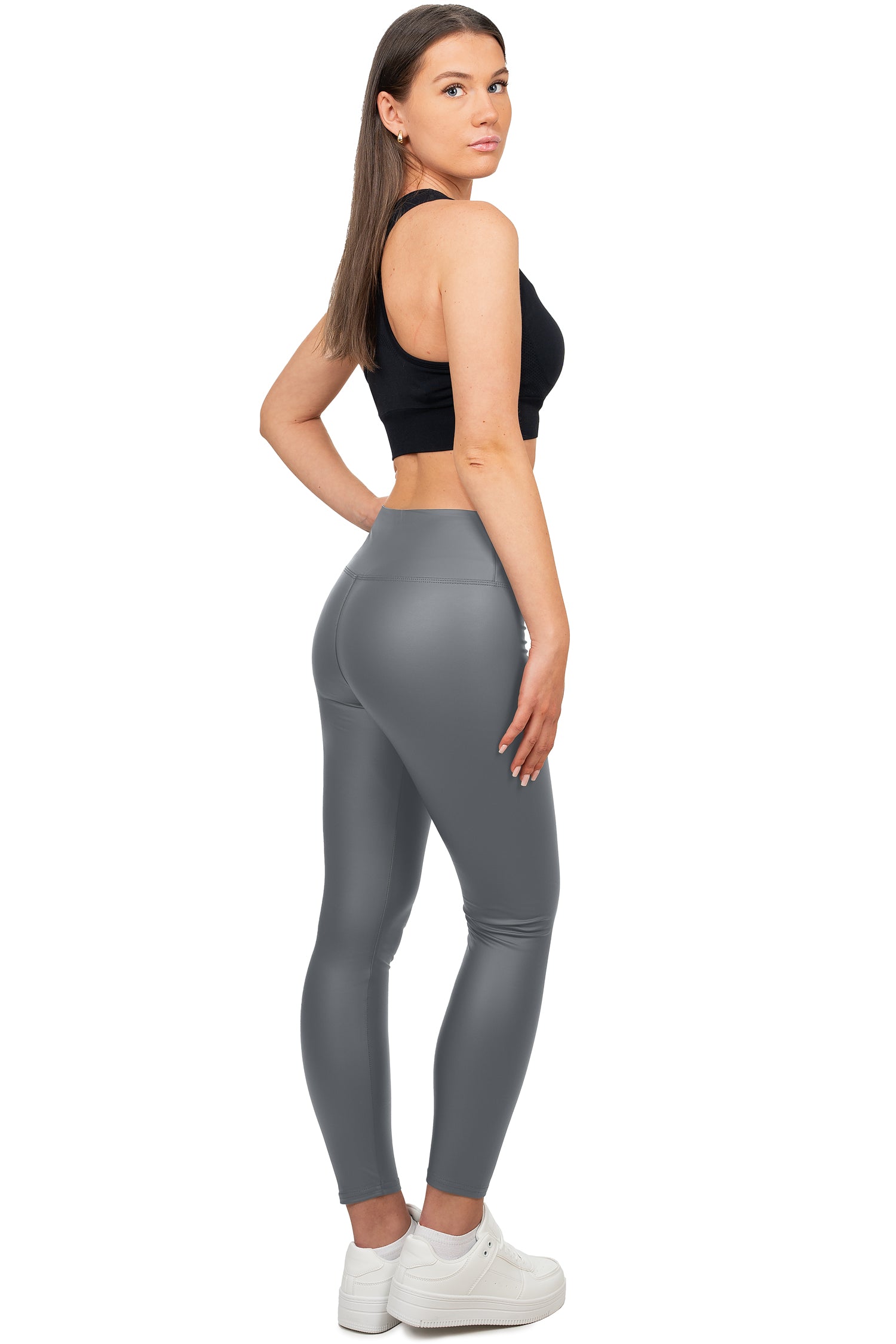 Damen Skinny Fit Hose High Waist 25RSW066 - Grey