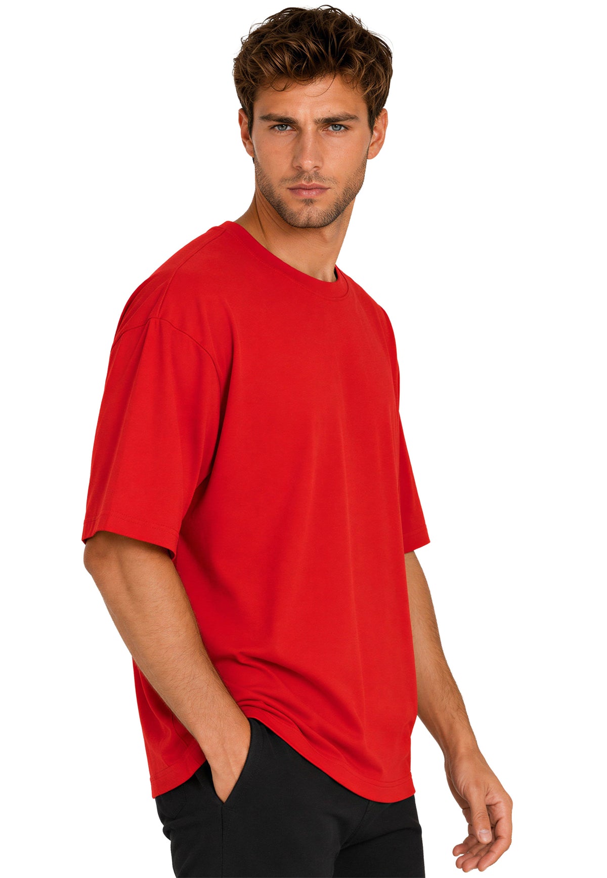 Herren Regular Fit T-Shirt Shoulder Drop in Red – Reichstadt – Ansicht 6