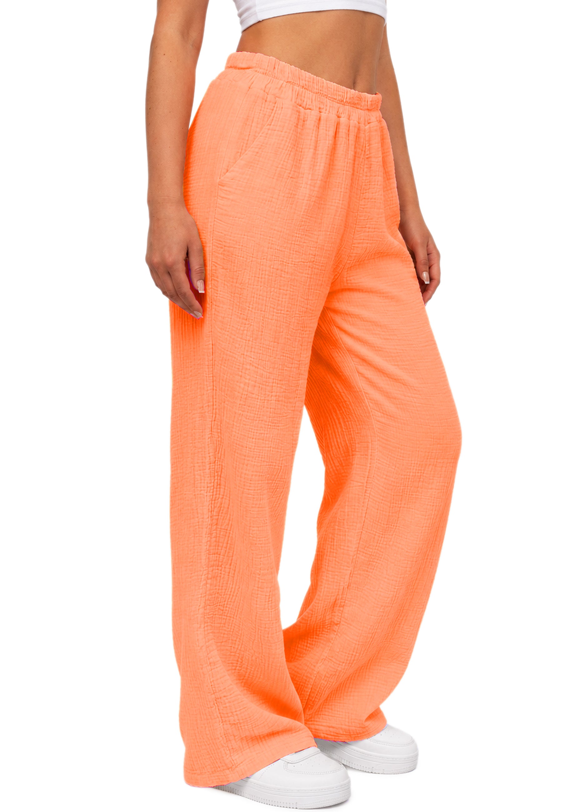 Damen Oversized Hose Musselin 25RSW082 - Orange