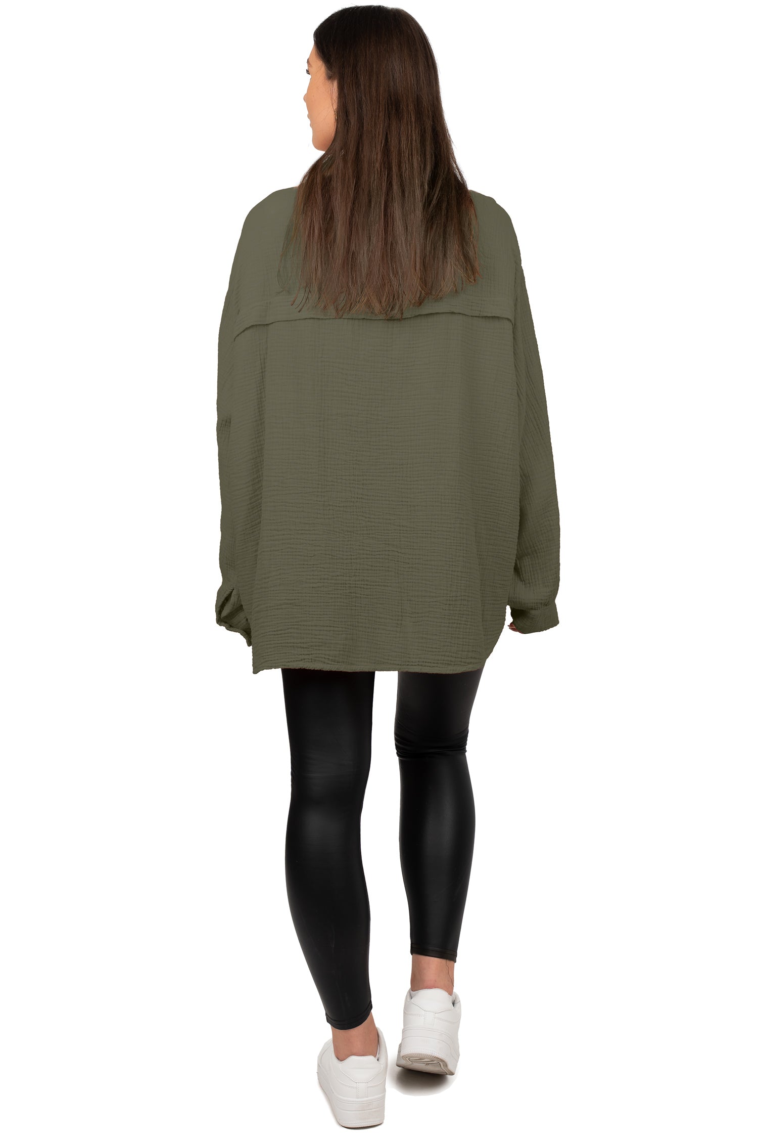 Damen Relaxed Fit Bluse Musselin 25RSW080 - Khaki