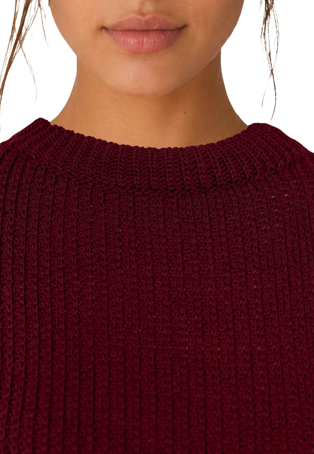 Damen Relaxed Fit Strickpullover 25RSW093 - Bordeaux