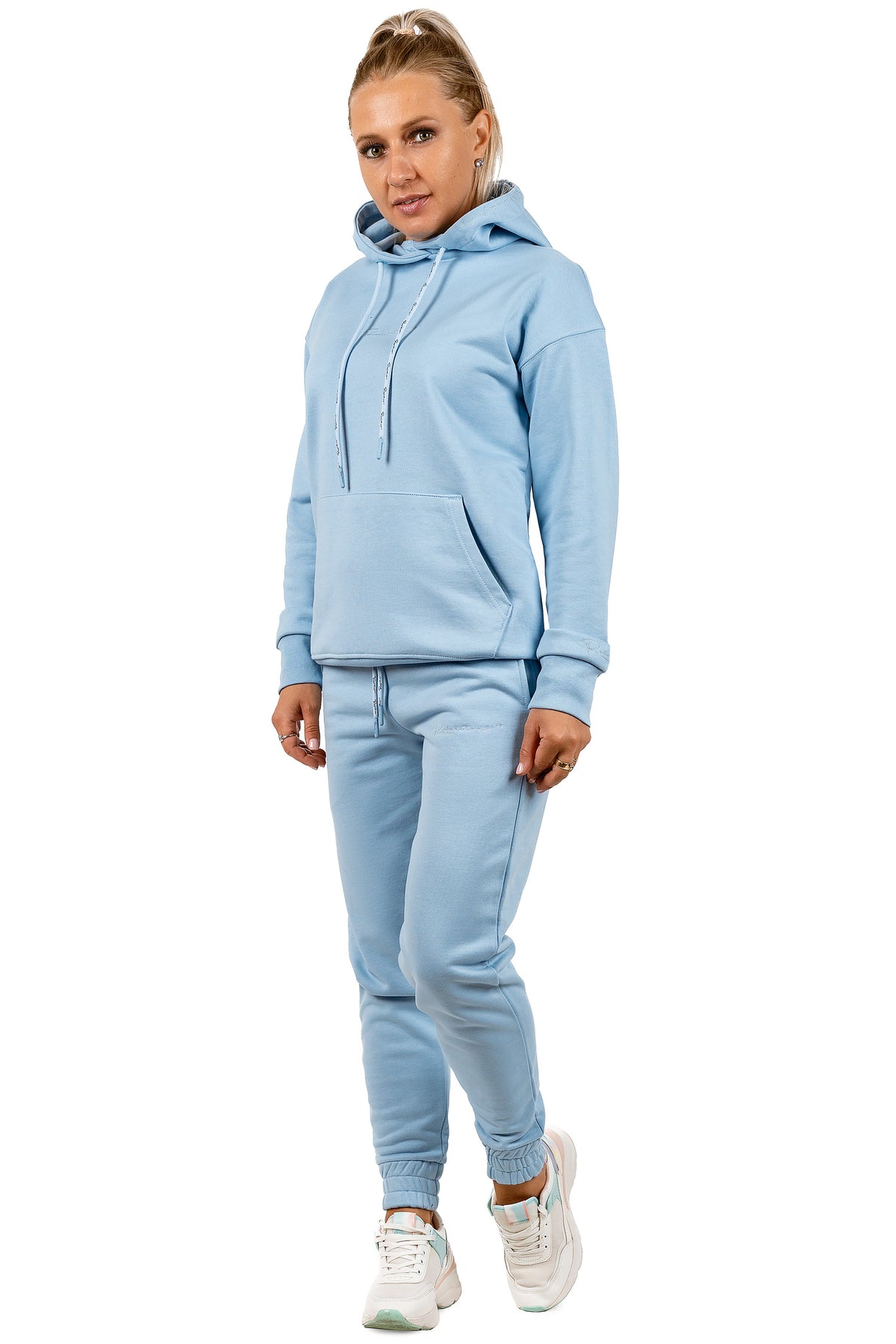 Damen Slim Fit Jogginghose Marken-Stick in Baby Blue – Reichstadt – Ansicht 6