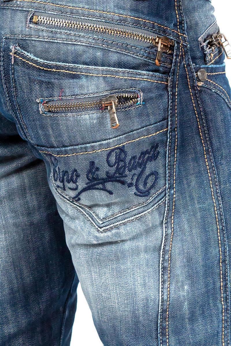 Herren Regular Fit Jeans Stonewashed in Blue – Cipo & Baxx – Ansicht 7