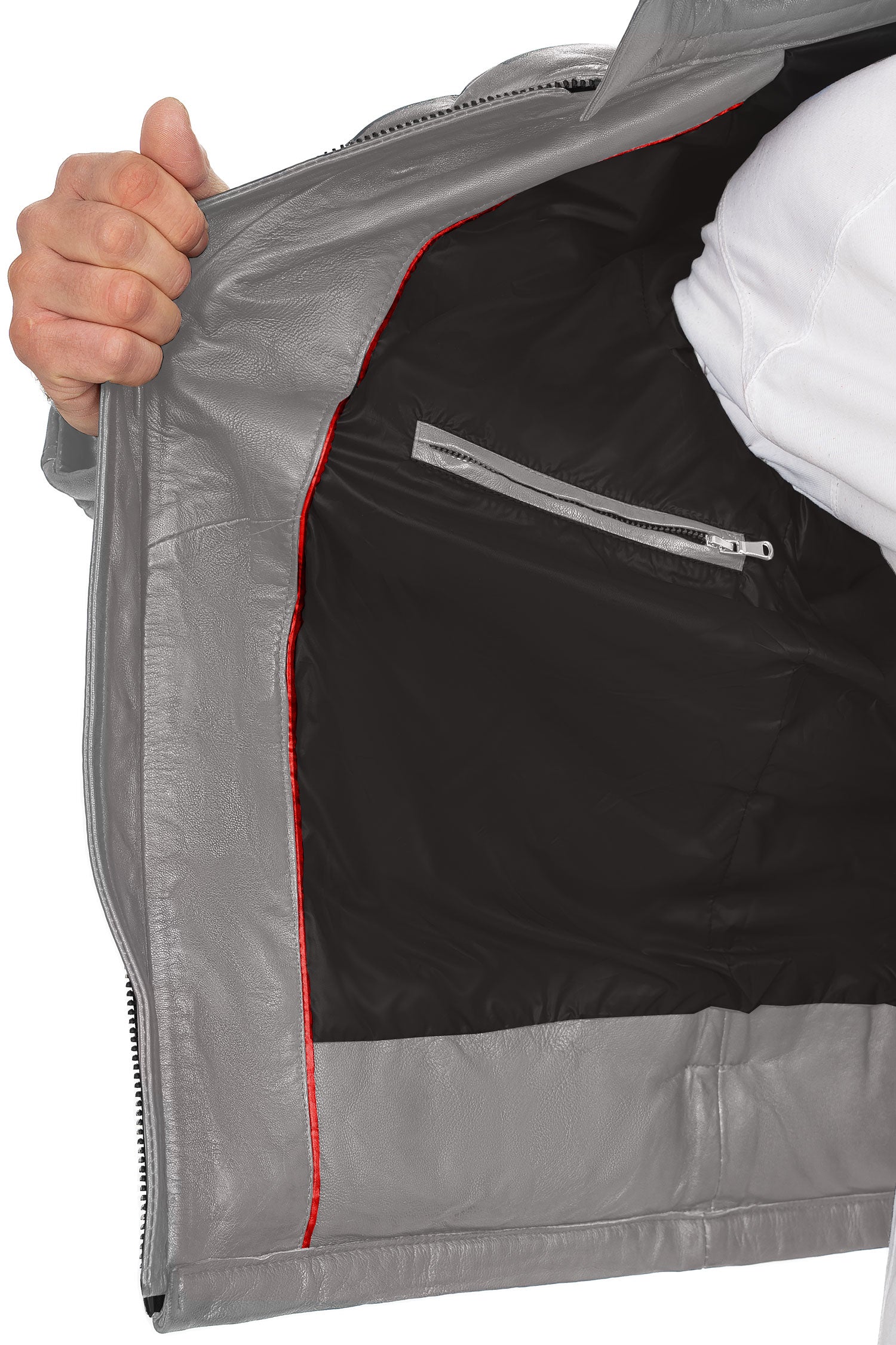 Reichstadt Herren Regular Fit Lederjacke Grau (Modell 19RS016) - Ansicht 7