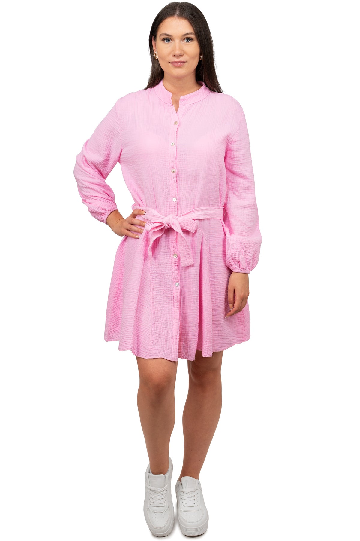 Damen Oversized Sommerkleid Musselin in Pink – Reichstadt – Ansicht 7
