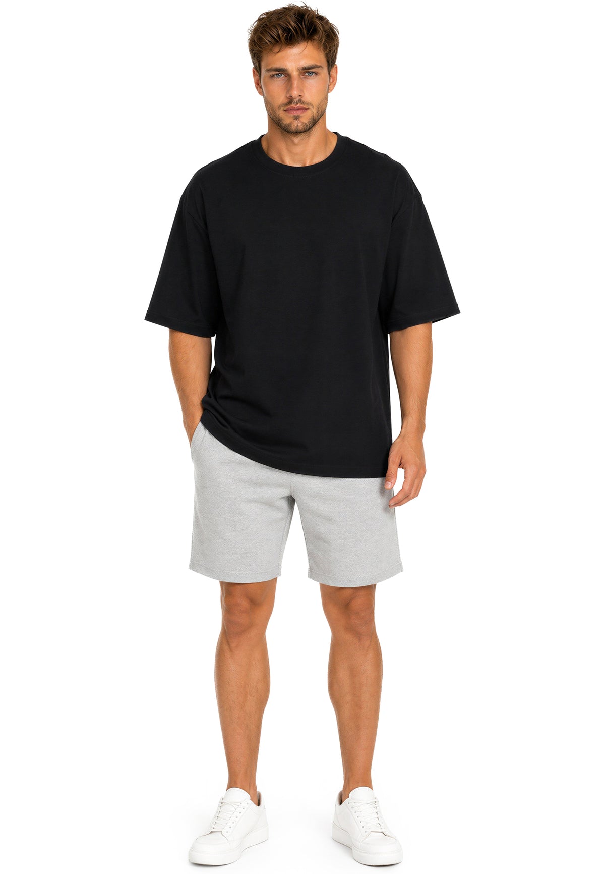 Herren Regular Fit T-Shirt Shoulder Drop in Black – Reichstadt – Ansicht 7