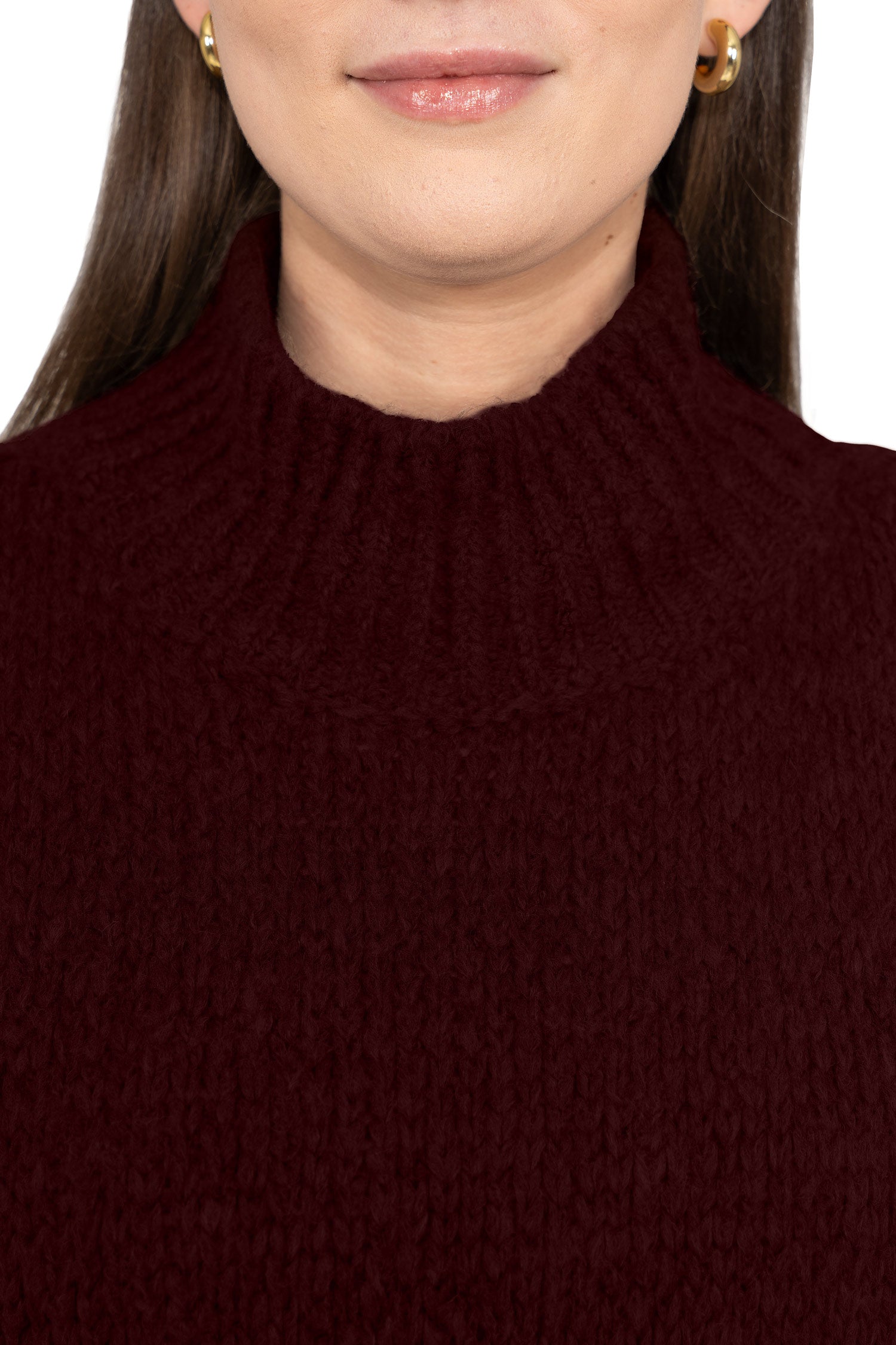 Damen Relaxed Fit Strickpullover 25RSW095 - Bordeaux