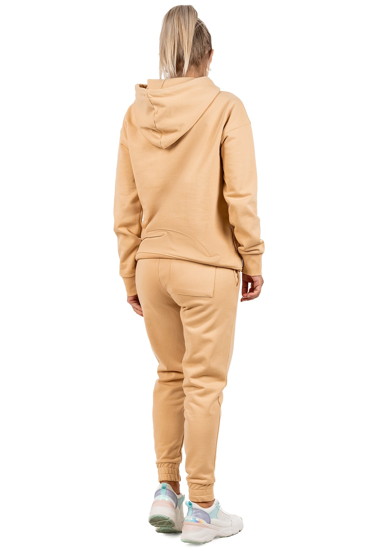 Damen Slim Fit Jogginghose Marken-Stick in Beige – Reichstadt – Ansicht 7
