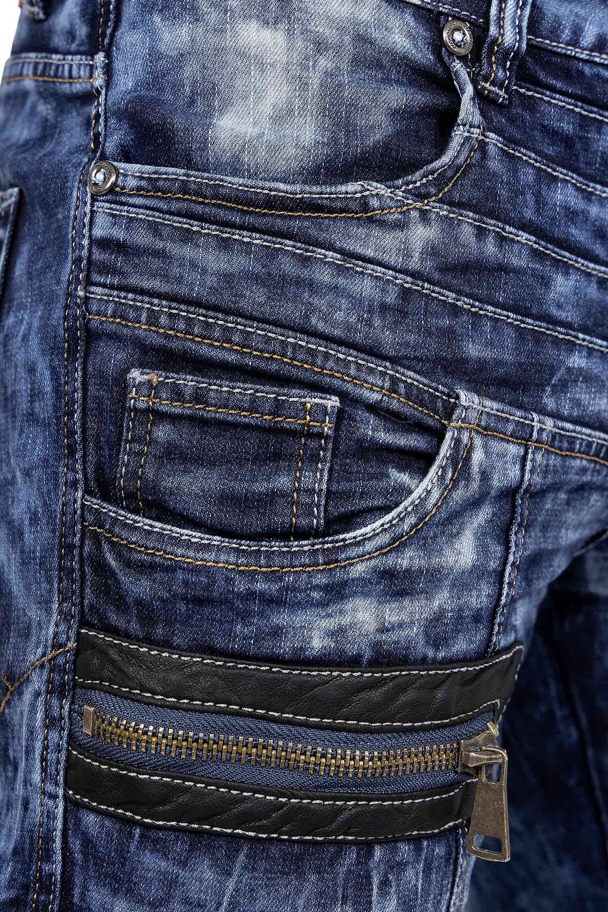 Herren Regular Fit Jeans Stonewashed in Blue – Kosmo Lupo – Ansicht 7