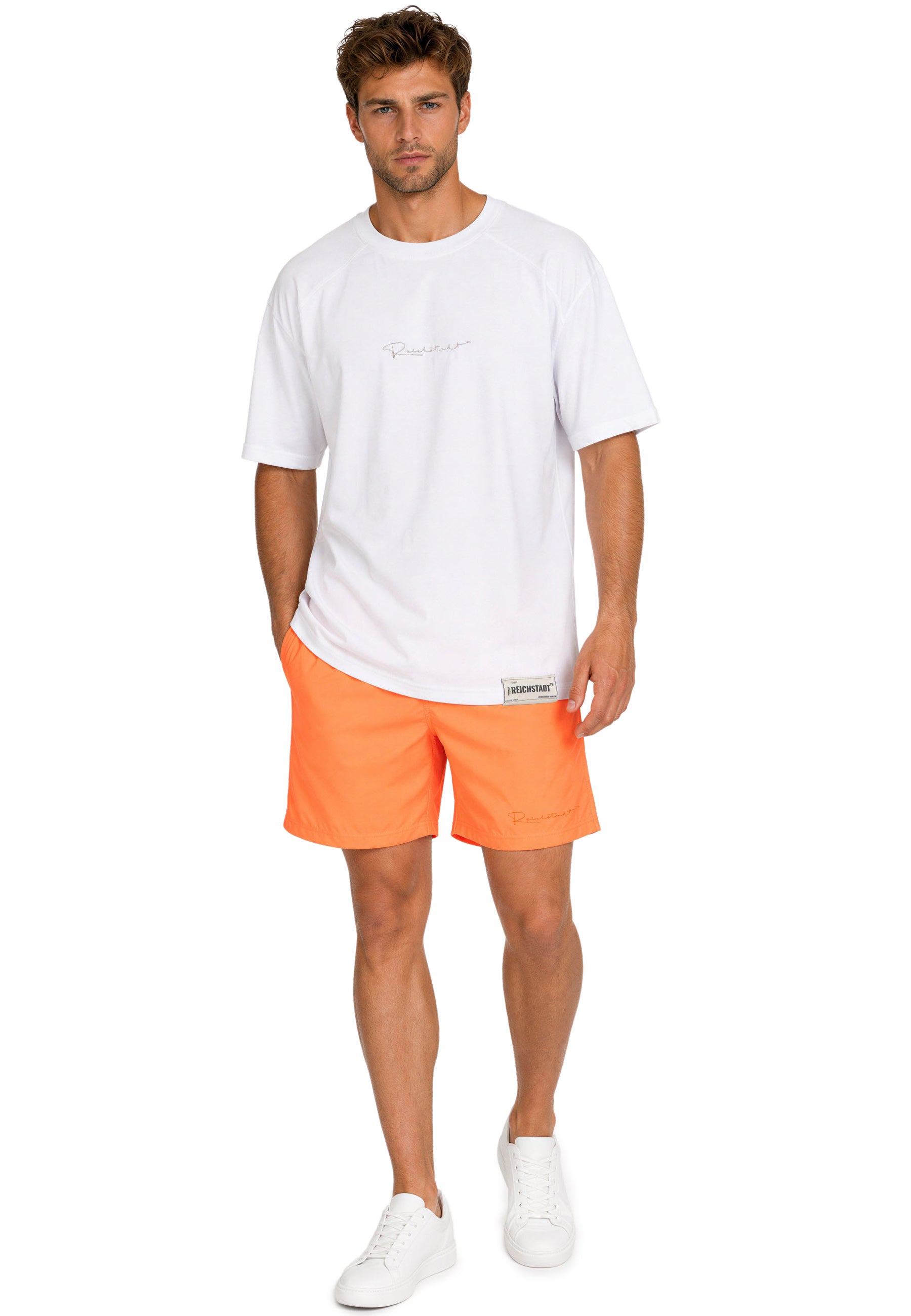 Herren Regular Fit Shorts Mid Waist 25RS073 - Orange