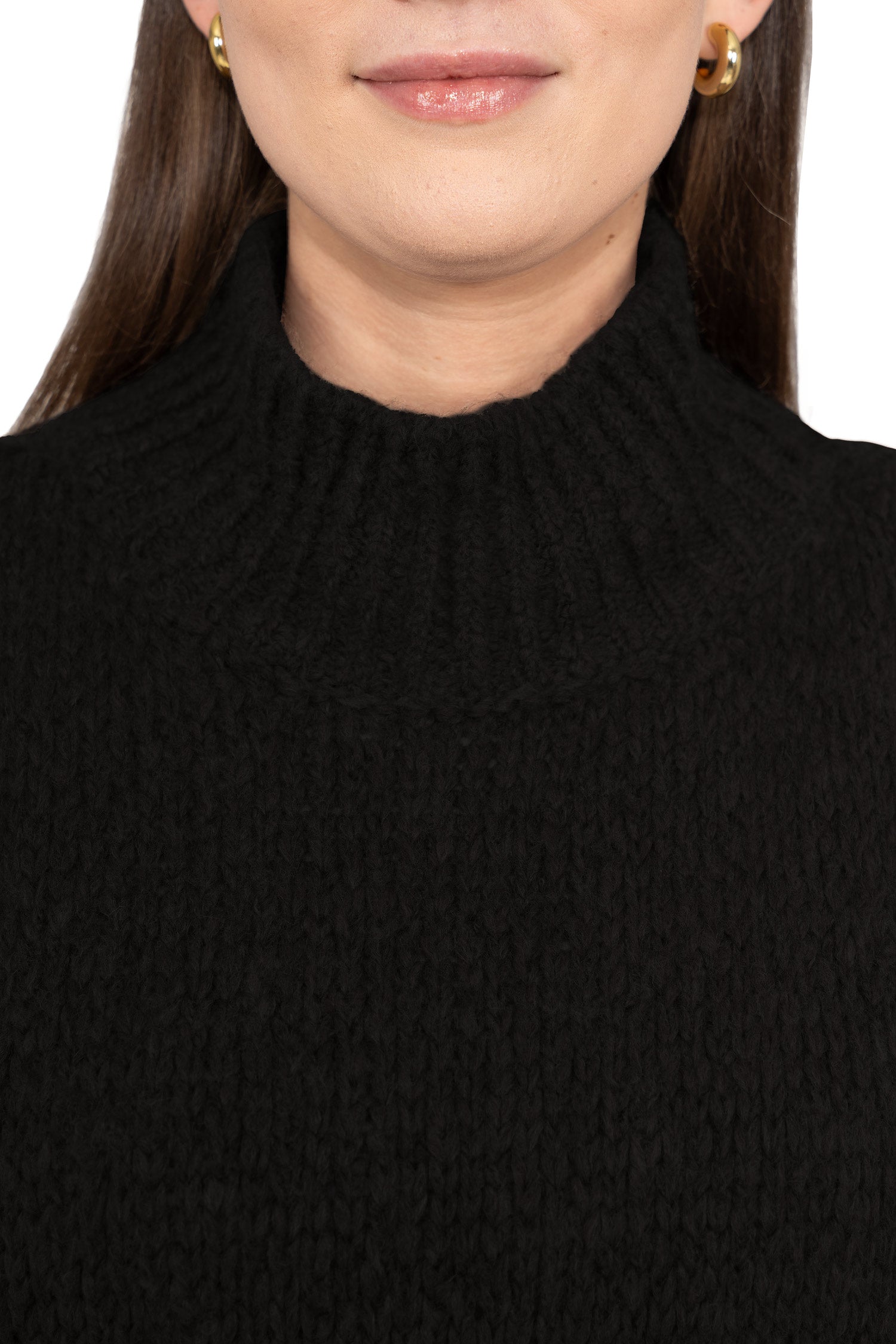 Damen Relaxed Fit Strickpullover 25RSW095 - Black