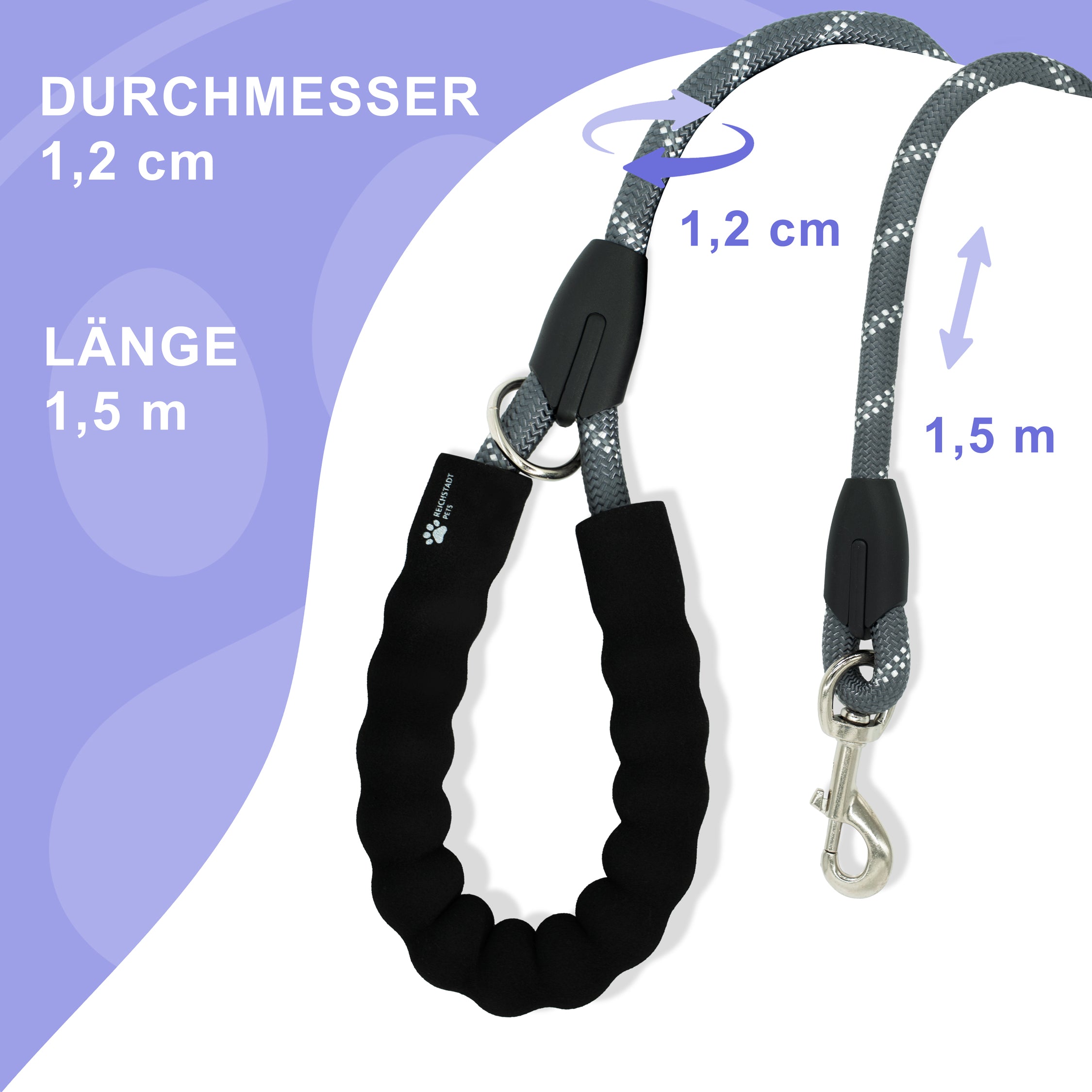 RS Pets Hundeleine Nylon 25RSP084 - Grey