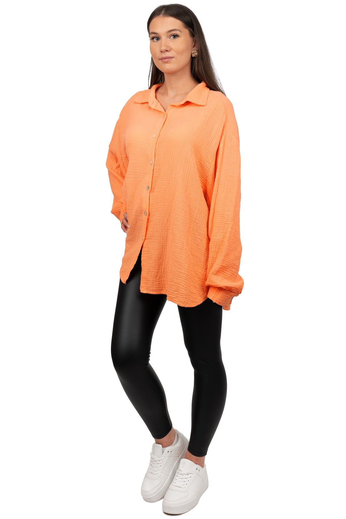 Damen Relaxed Fit Bluse Musselin 25RSW080 - Orange