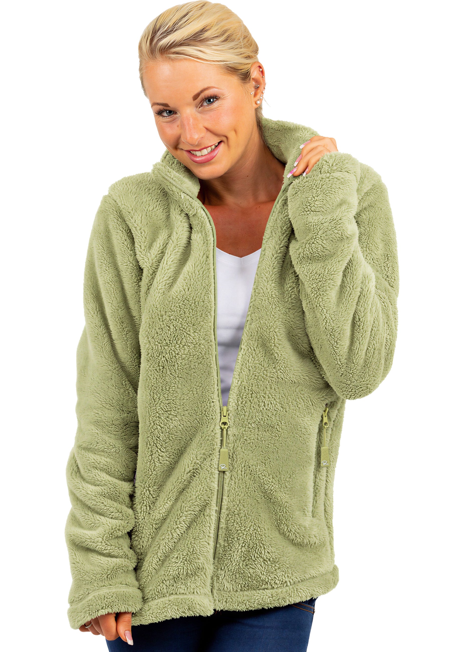 Damen Regular Fit Fleecejacke Kuschelig 22RSW002 - Sage Green