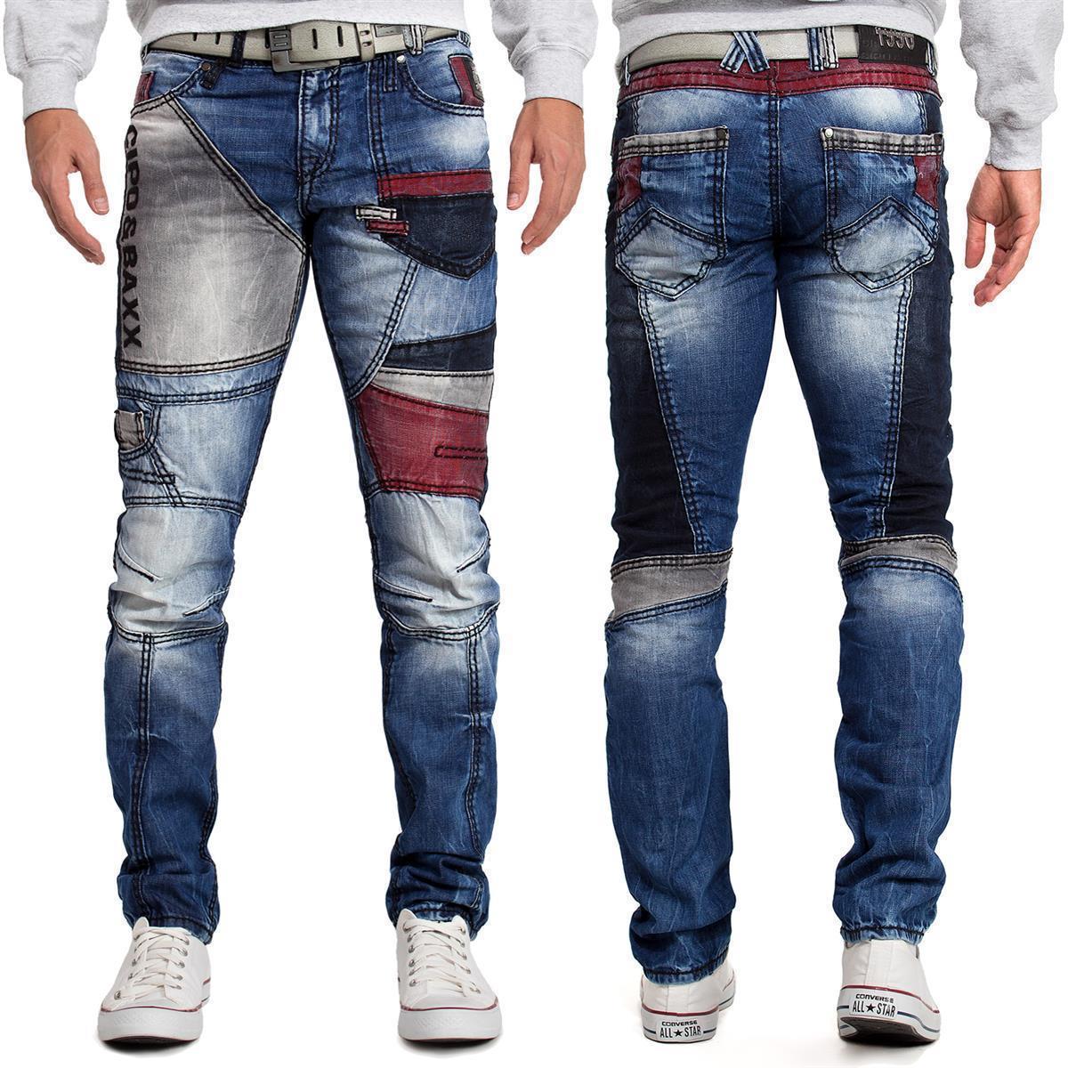 Herren Bequem Jeans Stonewashed CD574 - Blue