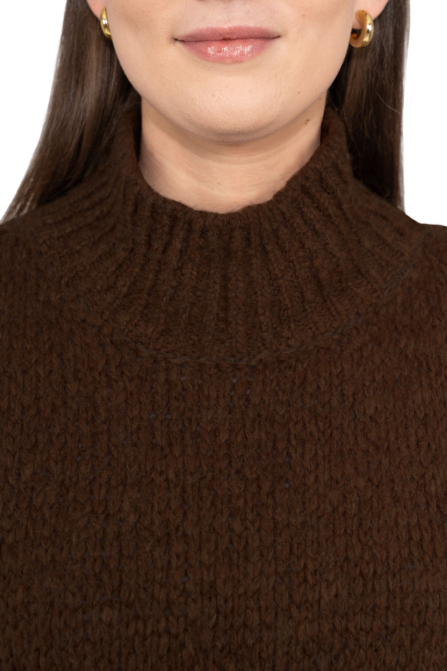 Damen Relaxed Fit Strickpullover 25RSW095 - Brown