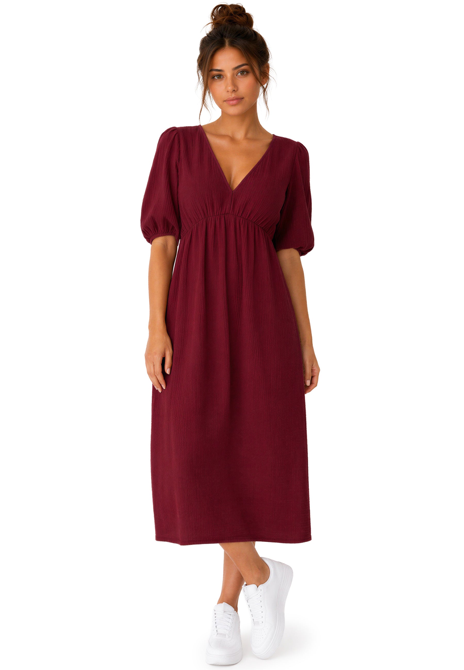 Damen Relaxed Fit Sommerkleid Musselin 25RSW077 - Red