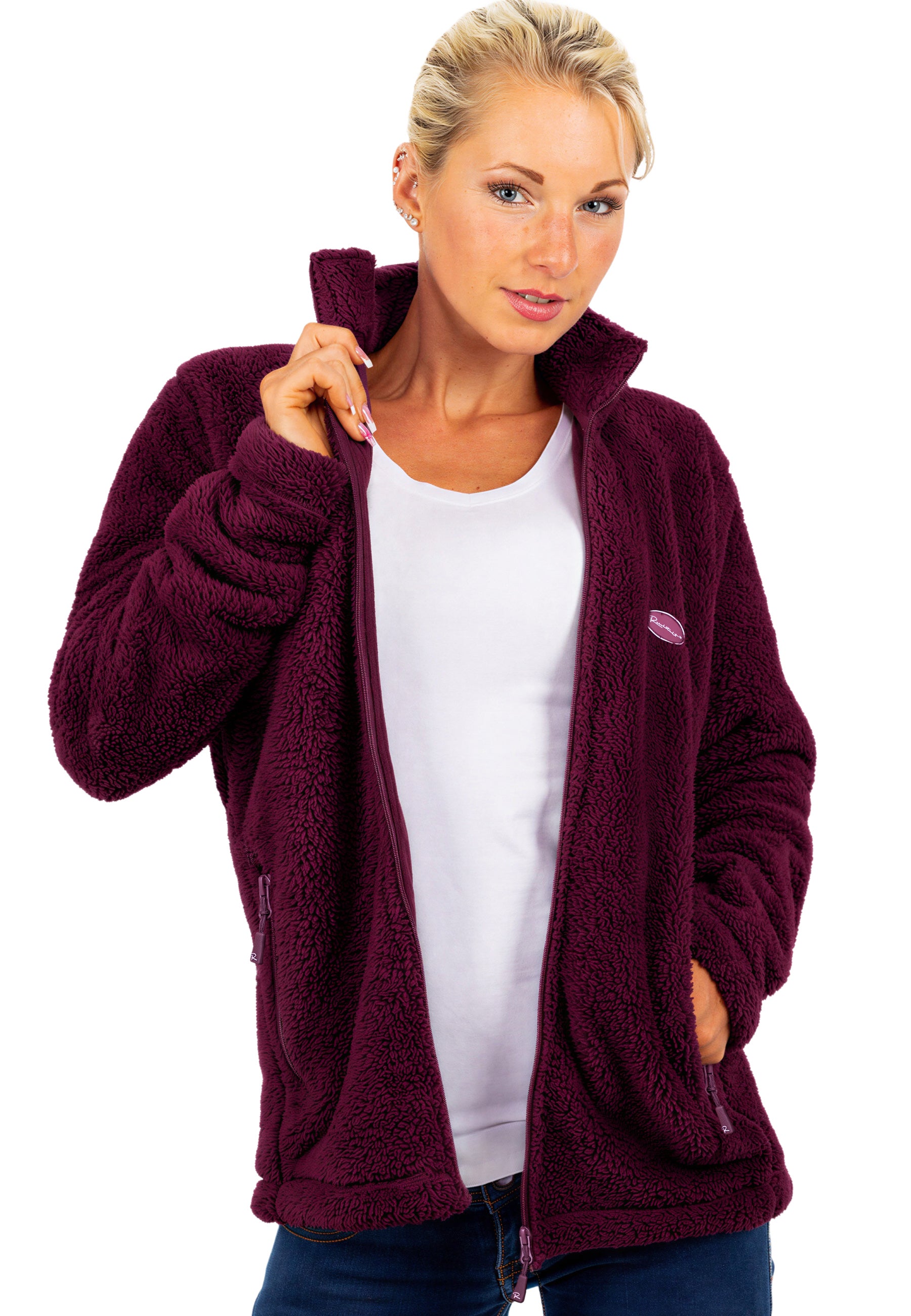 Damen Regular Fit Fleecejacke Kuschelige 22RSW002 Red Wine - mehrfarbig