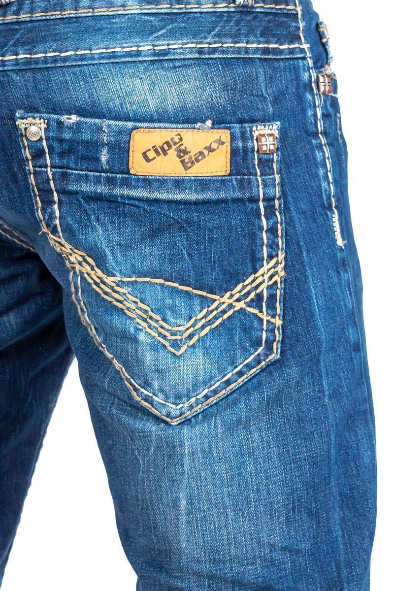 Herren Regular Fit Jeans Stonewashed in Blue – Cipo & Baxx – Ansicht 8