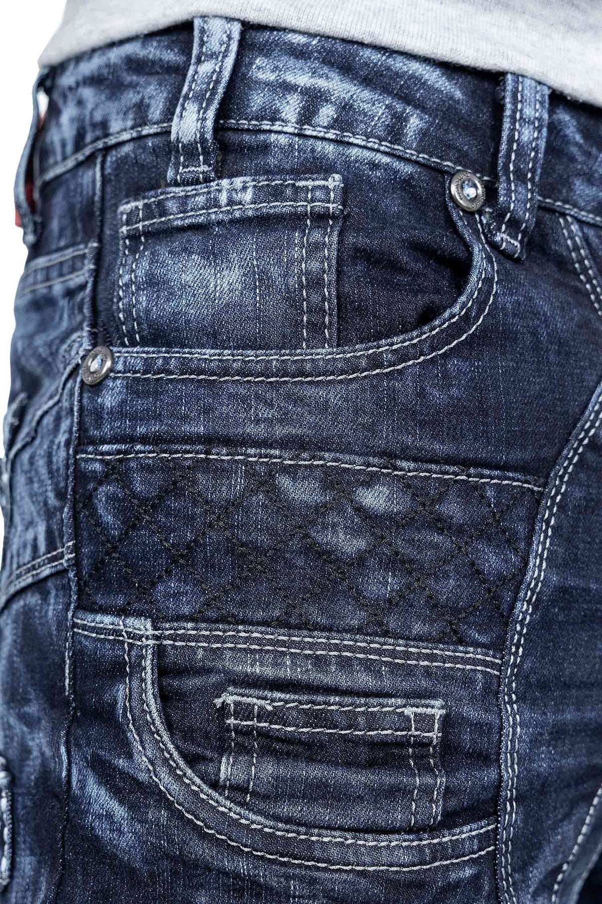 Herren Regular Fit Jeans Stonewashed in Blue – Kosmo Lupo – Ansicht 8