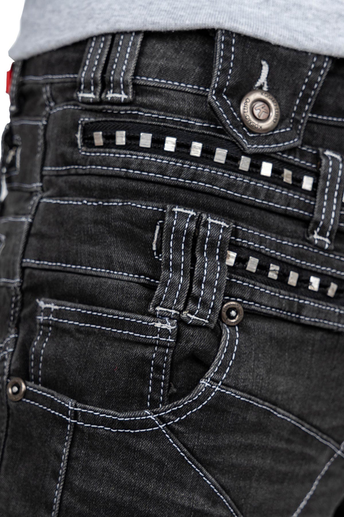 Herren Regular Fit Jeans Stonewashed in Grey – Kosmo Lupo – Ansicht 8
