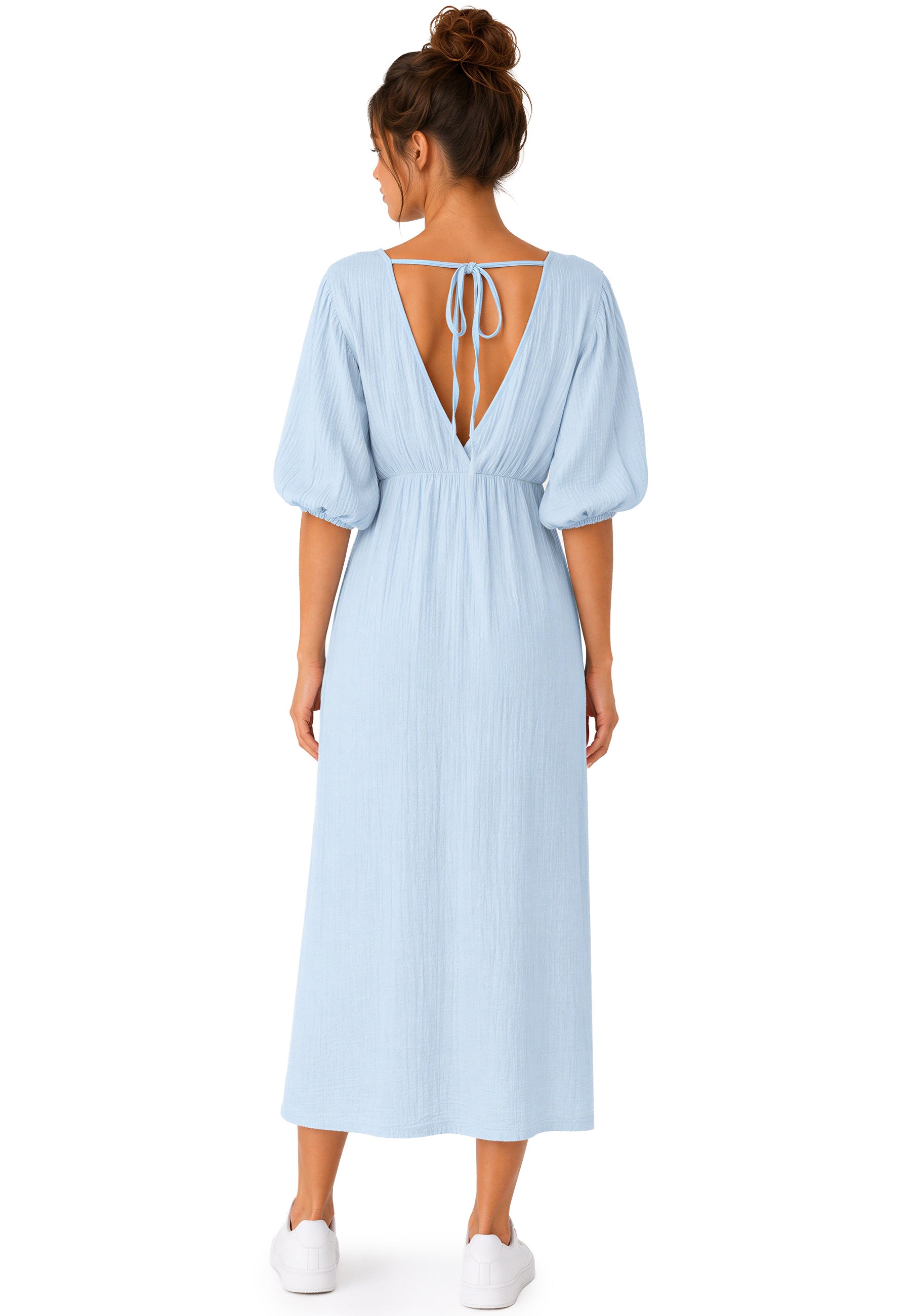 Damen Relaxed Fit Sommerkleid Musselin 25RSW077 - Baby Blue