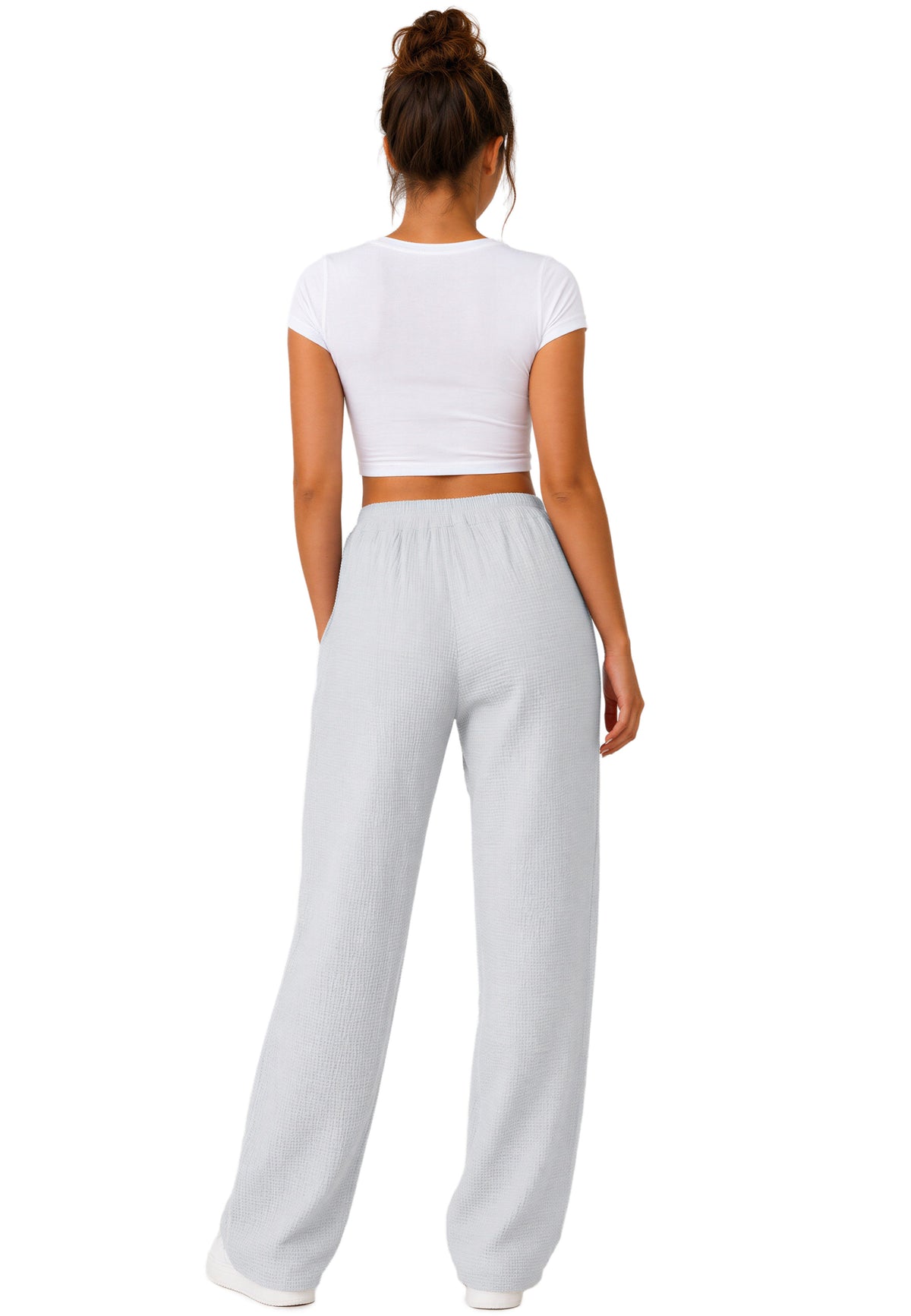 Damen Oversized Hose Musselin in Grey – Reichstadt – Ansicht 8
