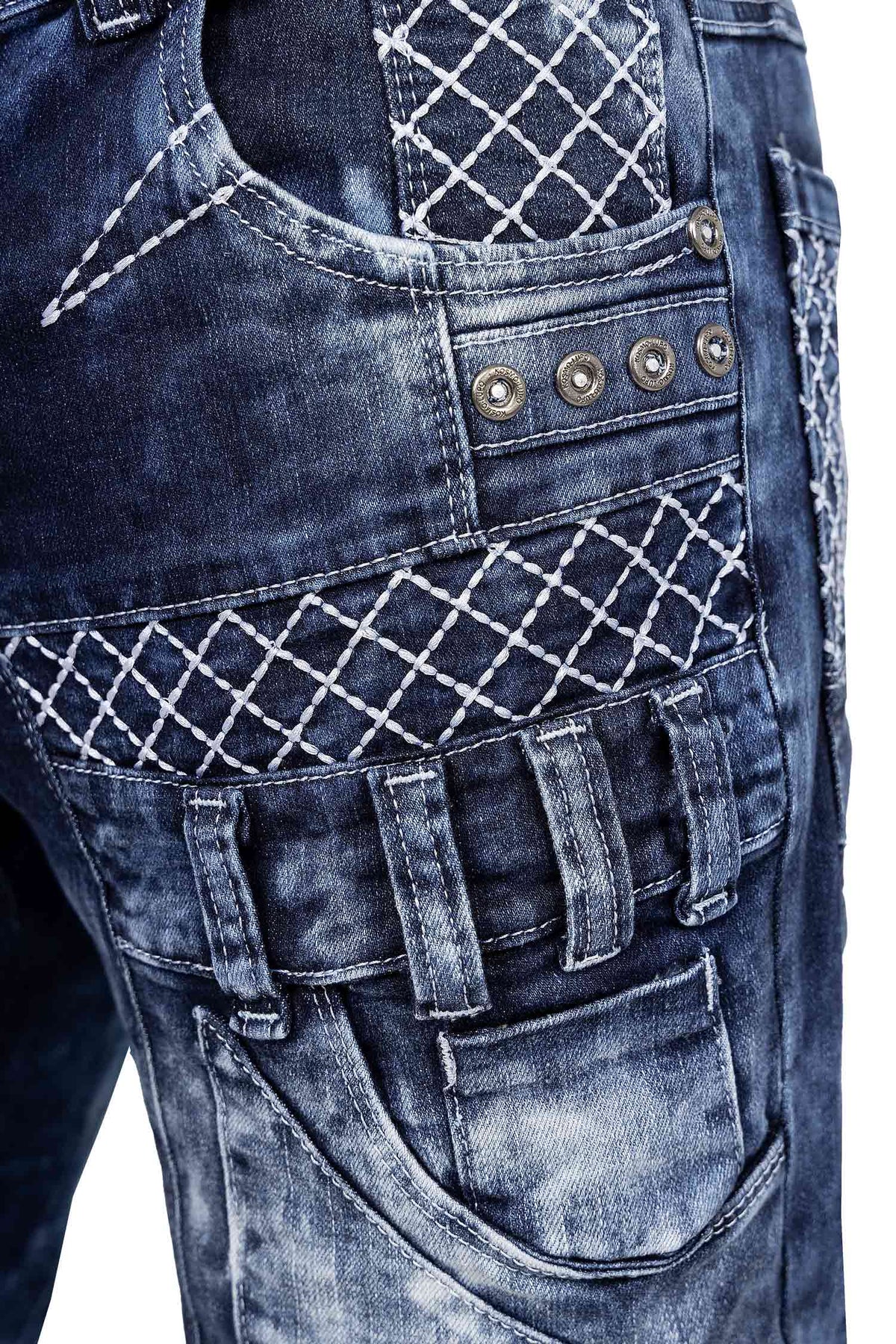 Herren Regular Fit Jeans Stonewashed in Blue – Kosmo Lupo – Ansicht 8