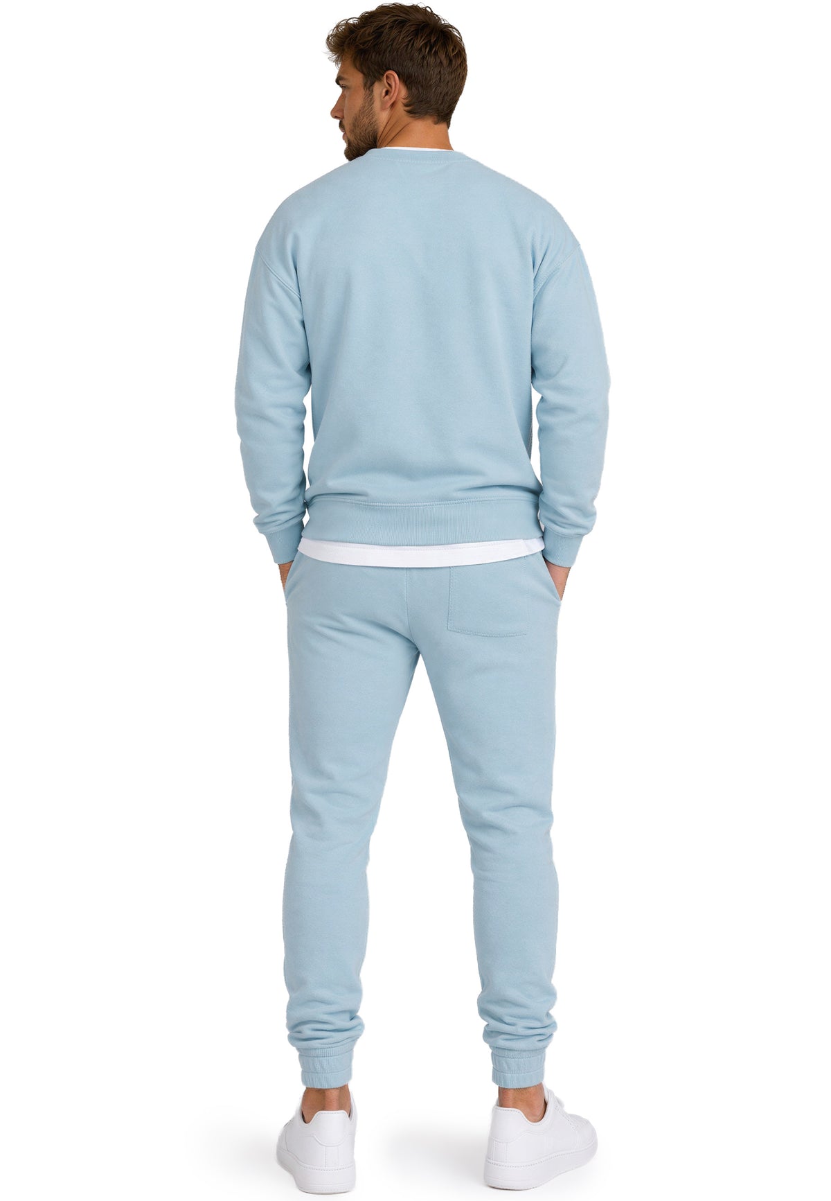 Herren Regular Fit Pullover Logo-Stitching in Baby Blue – Reichstadt – Ansicht 8