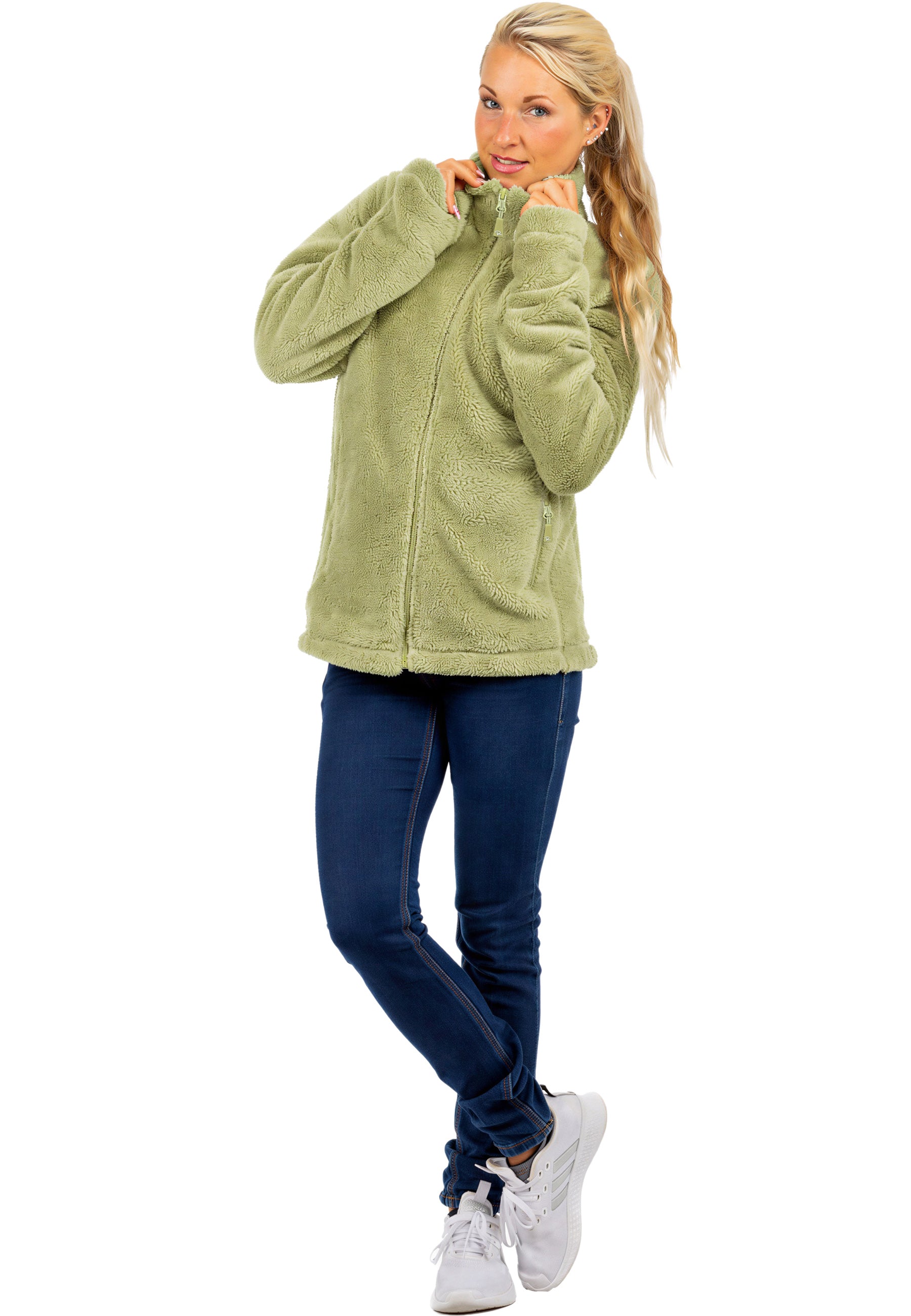 Damen Regular Fit Fleecejacke Kuschelig 22RSW002 - Sage Green