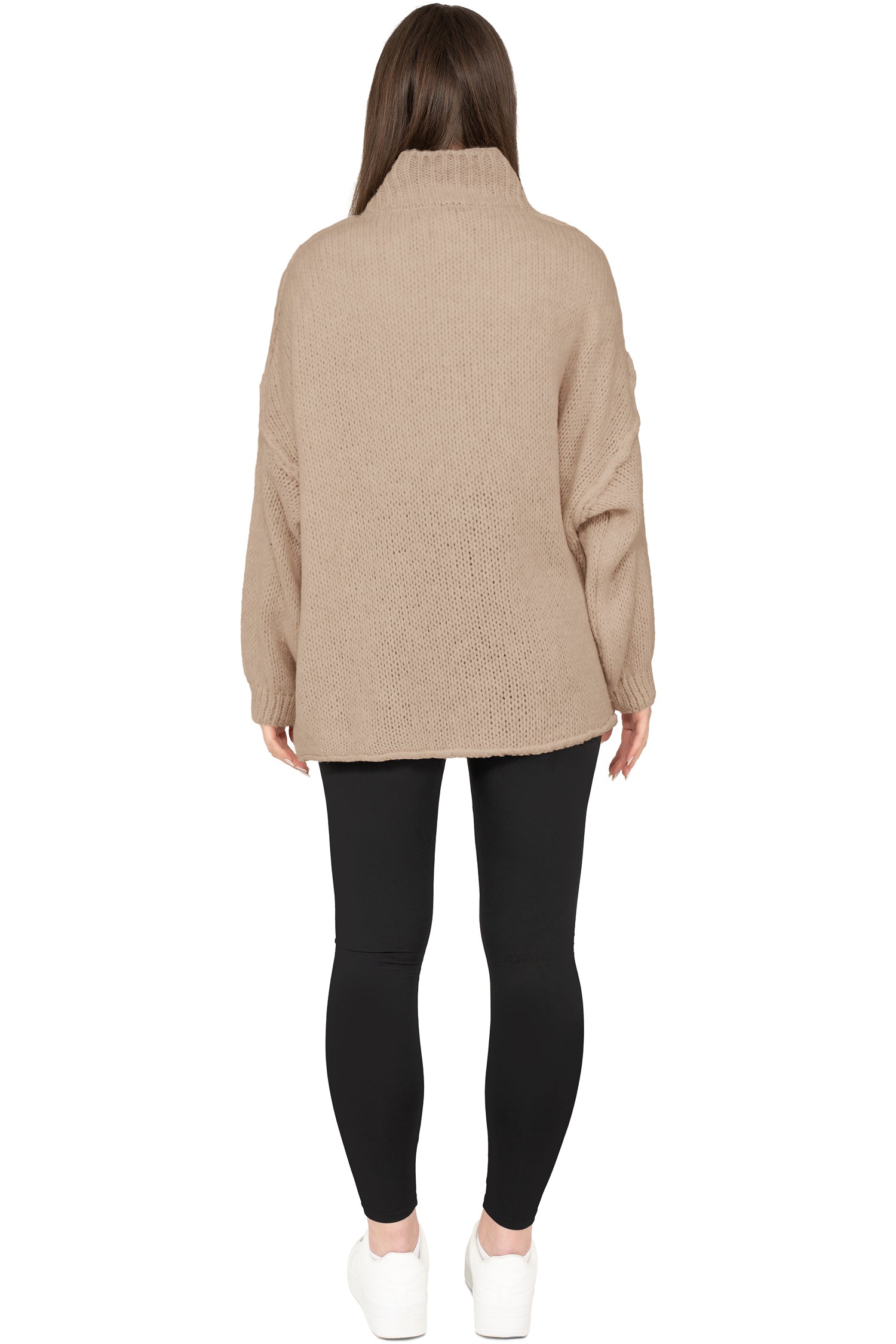 Damen Relaxed Fit Strickpullover 25RSW095 - Dark Beige