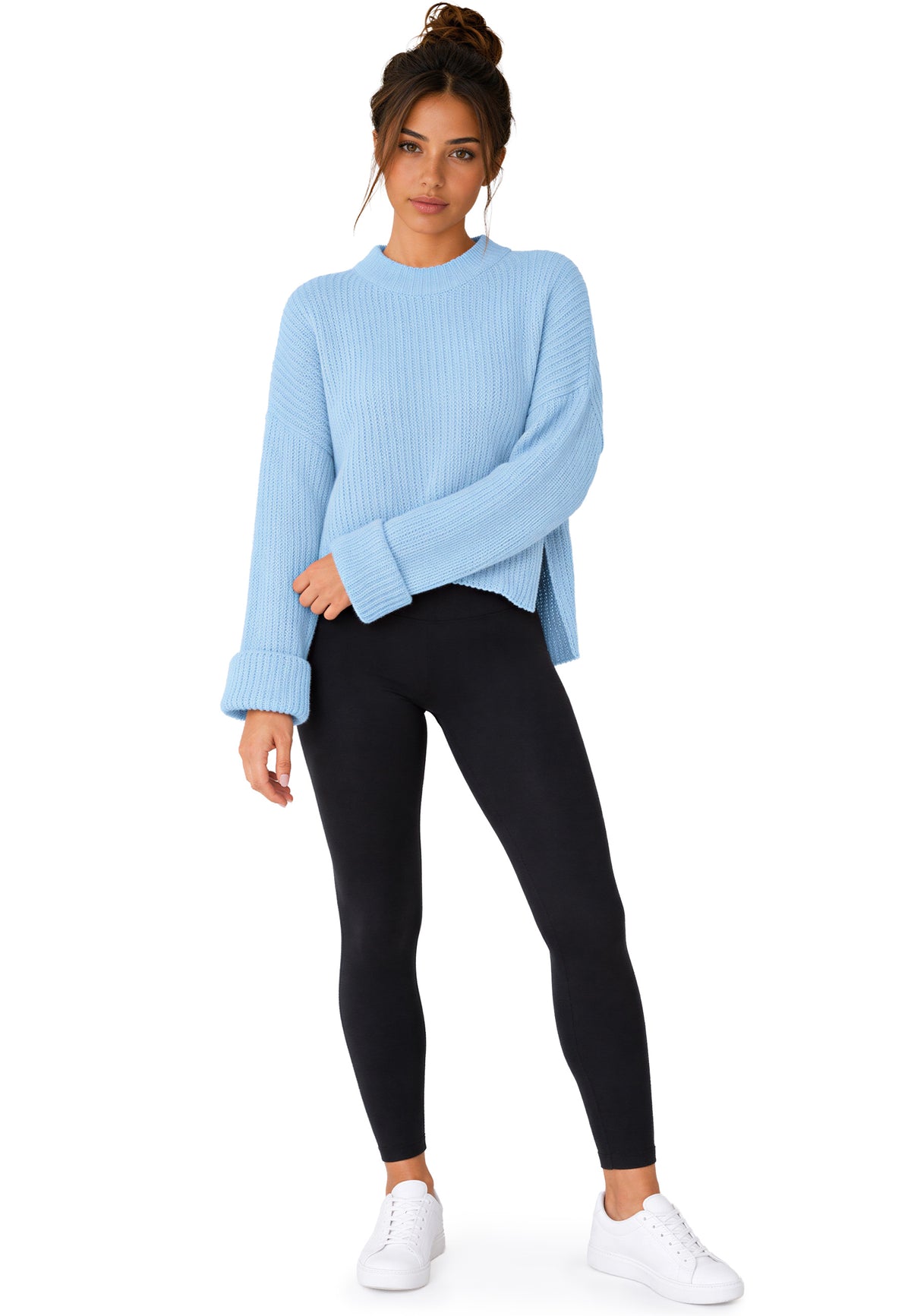 Damen Relaxed Fit Strickpullover 25RSW093 - Baby Blue