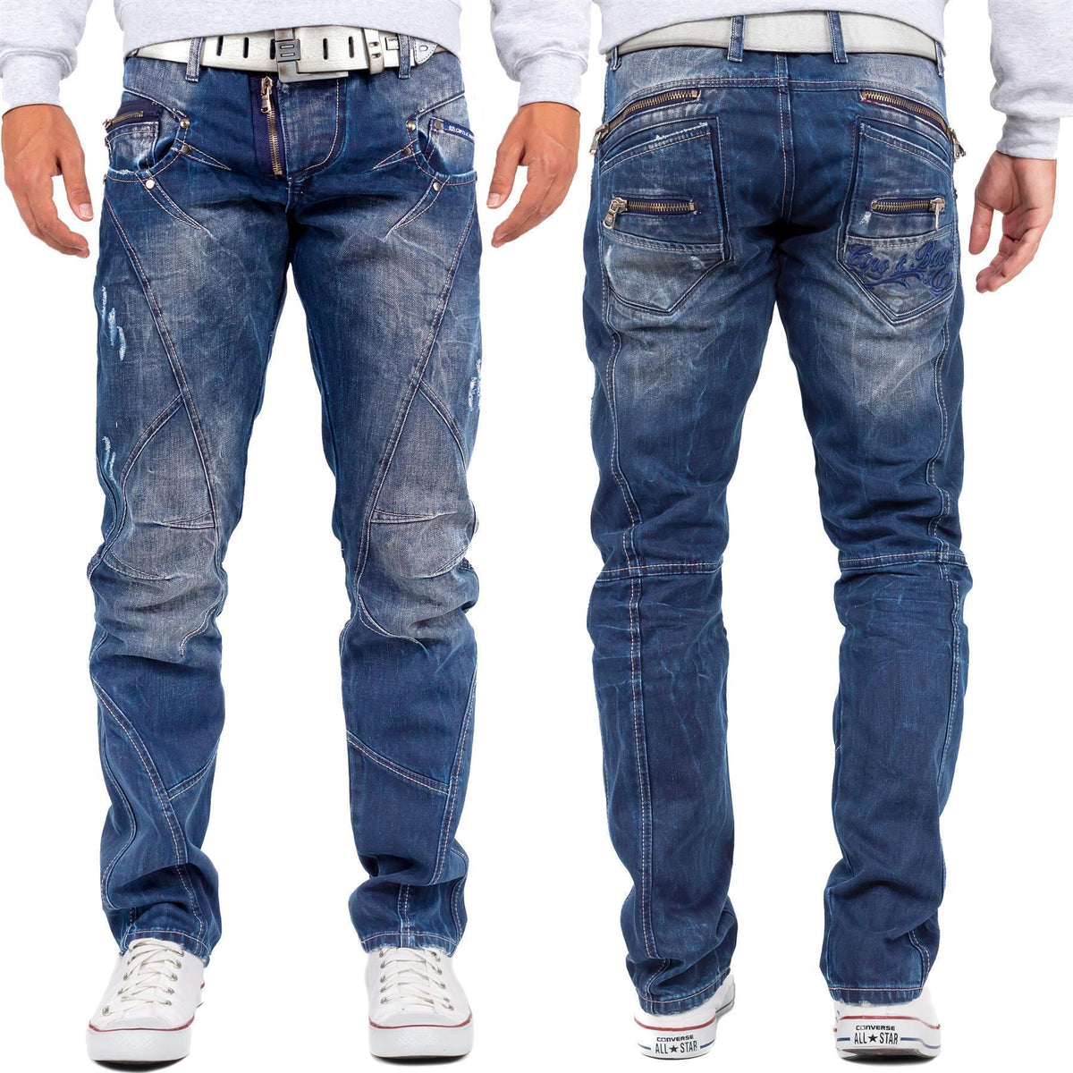 Herren Regular Fit Jeans Stonewashed in Blue – Cipo & Baxx – Ansicht 9