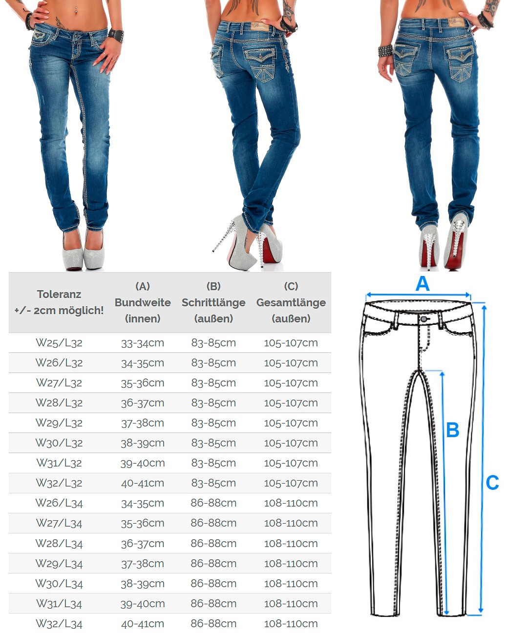 Damen Jeans Stretch Röhre Hose Slim Stright Fit Hüftjeans Cipo & Baxx REICHSTADT eBay