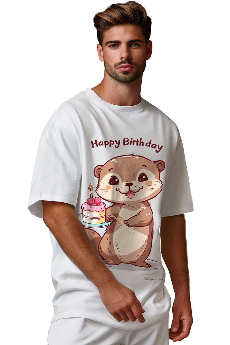 Herren Oversized T-Shirt mit Print Otterly Birthday – Reichstadt