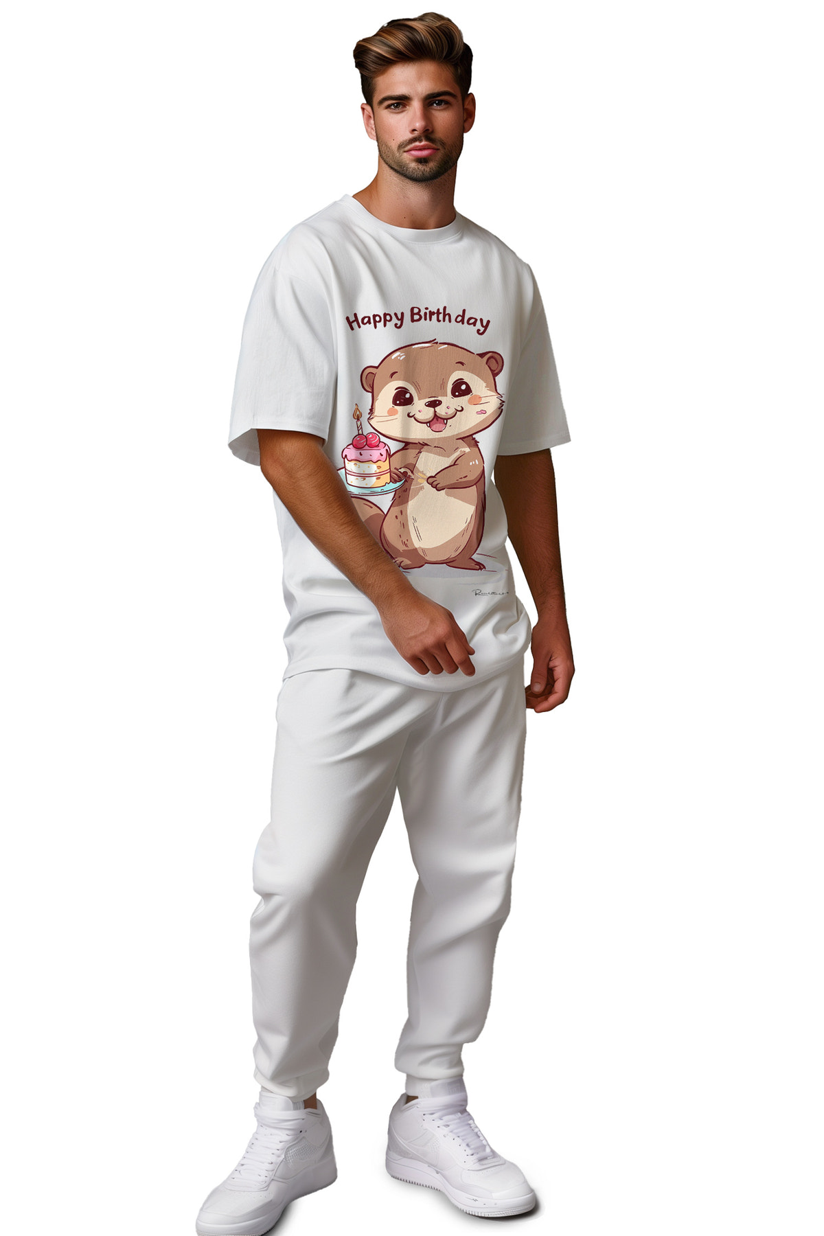 Herren Oversized T-Shirt mit Print Otterly Birthday – Reichstadt – Ansicht 2