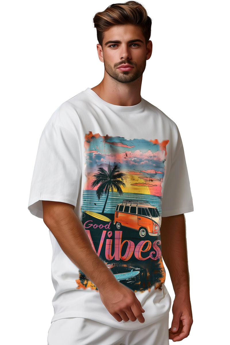 Herren Oversized T-Shirt mit Print Surfside Vibes – Reichstadt