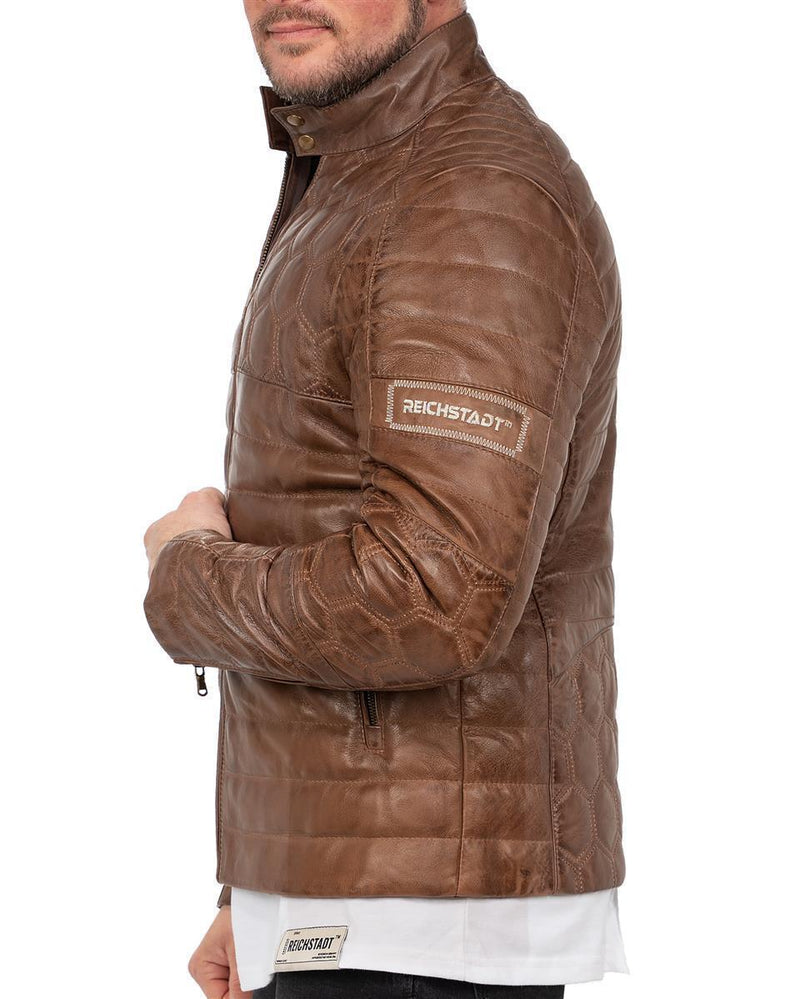 Reichstadt Herren Slim Fit Lederjacke Cognac (Modell 22RS31LUX) - Ansicht 2