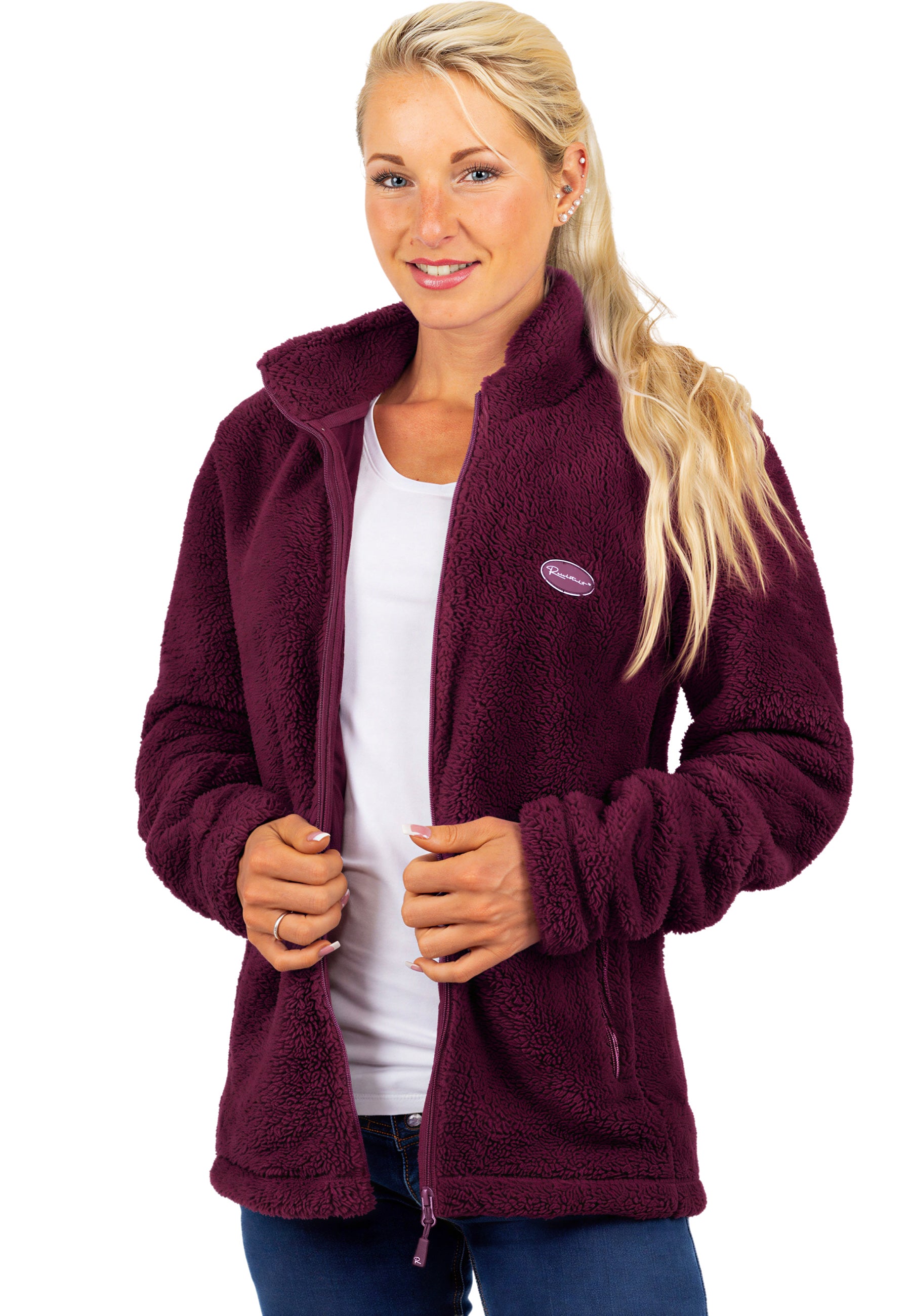 Damen Regular Fit Fleecejacke Kuschelige 22RSW002 Red Wine - mehrfarbig