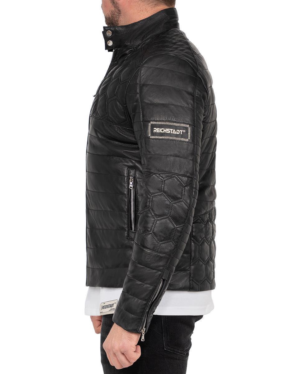 Herren Slim Fit Echtlederjacke Echtleder in Black – Reichstadt – Ansicht 10