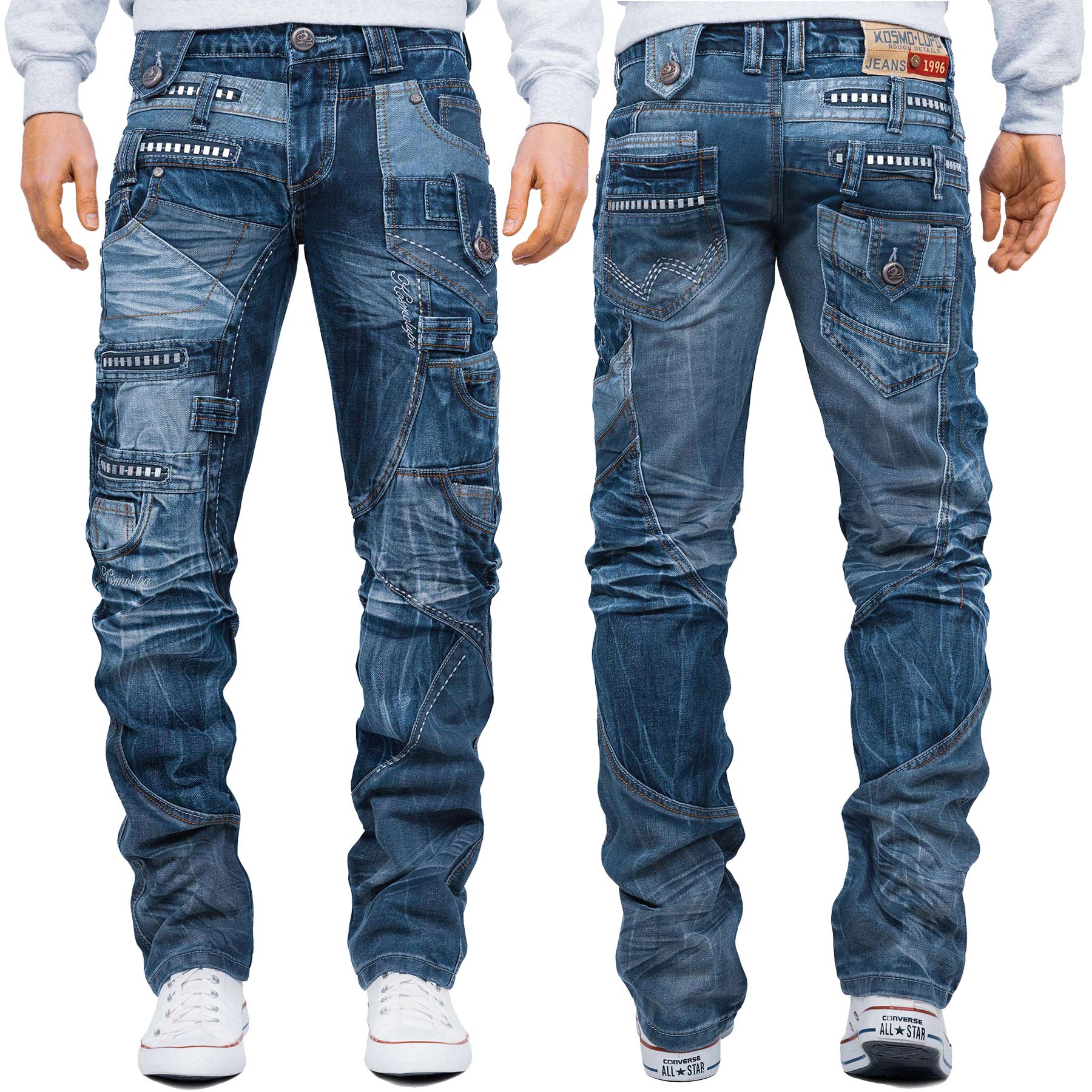 Herren Regular Fit Jeans Stonewashed KM001 - Blue