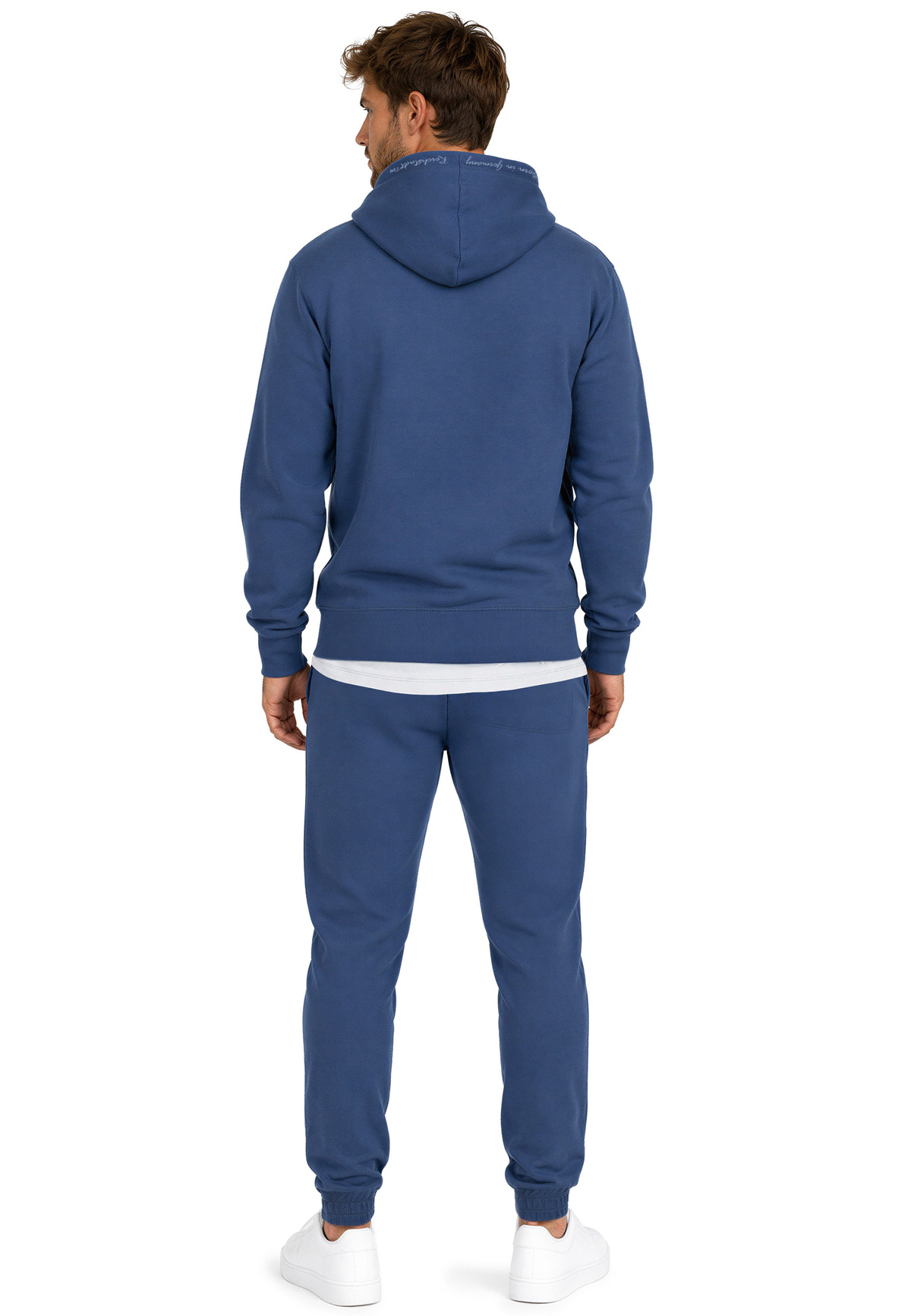 Herren Regular Fit Hoodie Marken-Stick in Dark Blue – Reichstadt – Ansicht 10