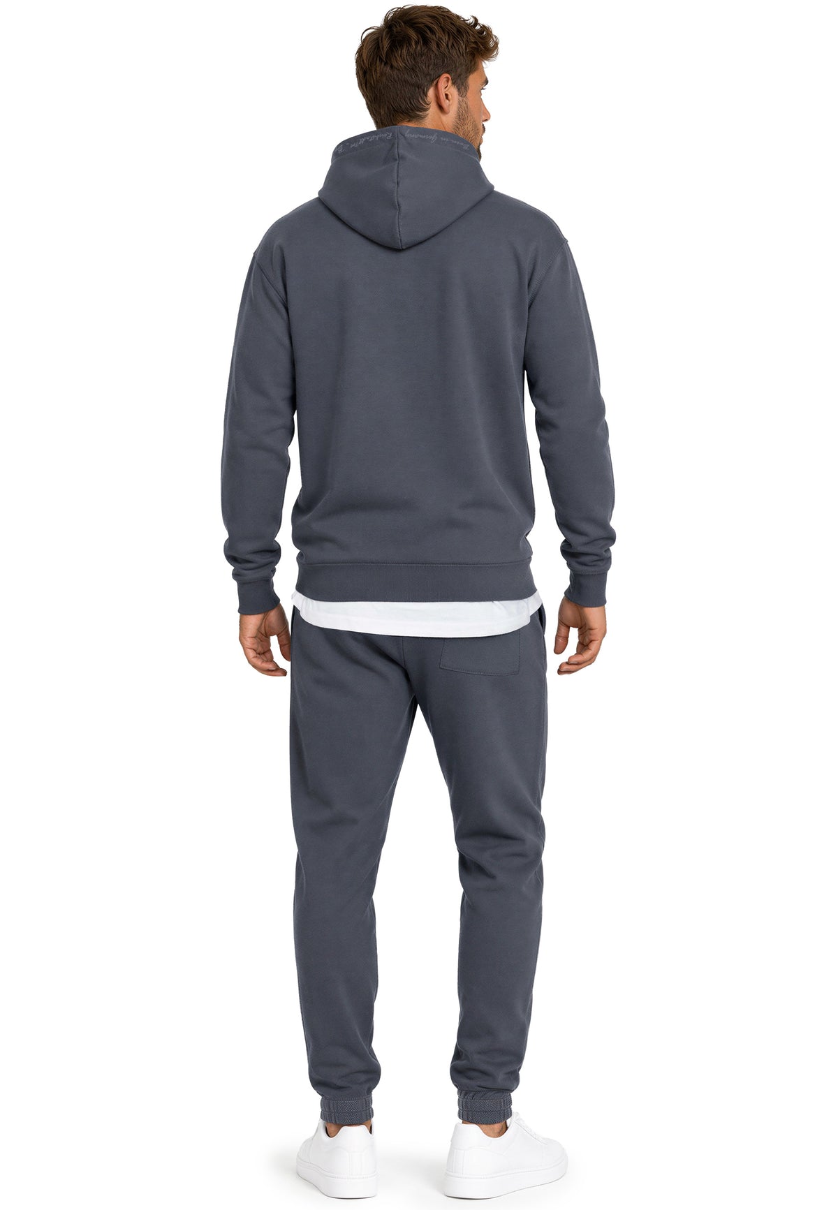 Herren Regular Fit Hoodie Marken-Stick in Anthracite – Reichstadt – Ansicht 10