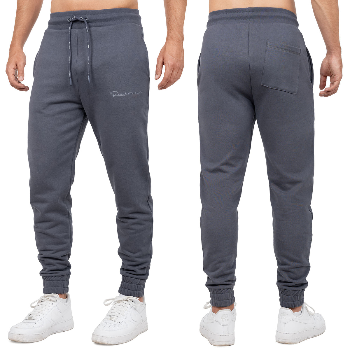 Herren Regular Fit Jogginghose Marken-Stick in Anthracite – Reichstadt – Ansicht 10