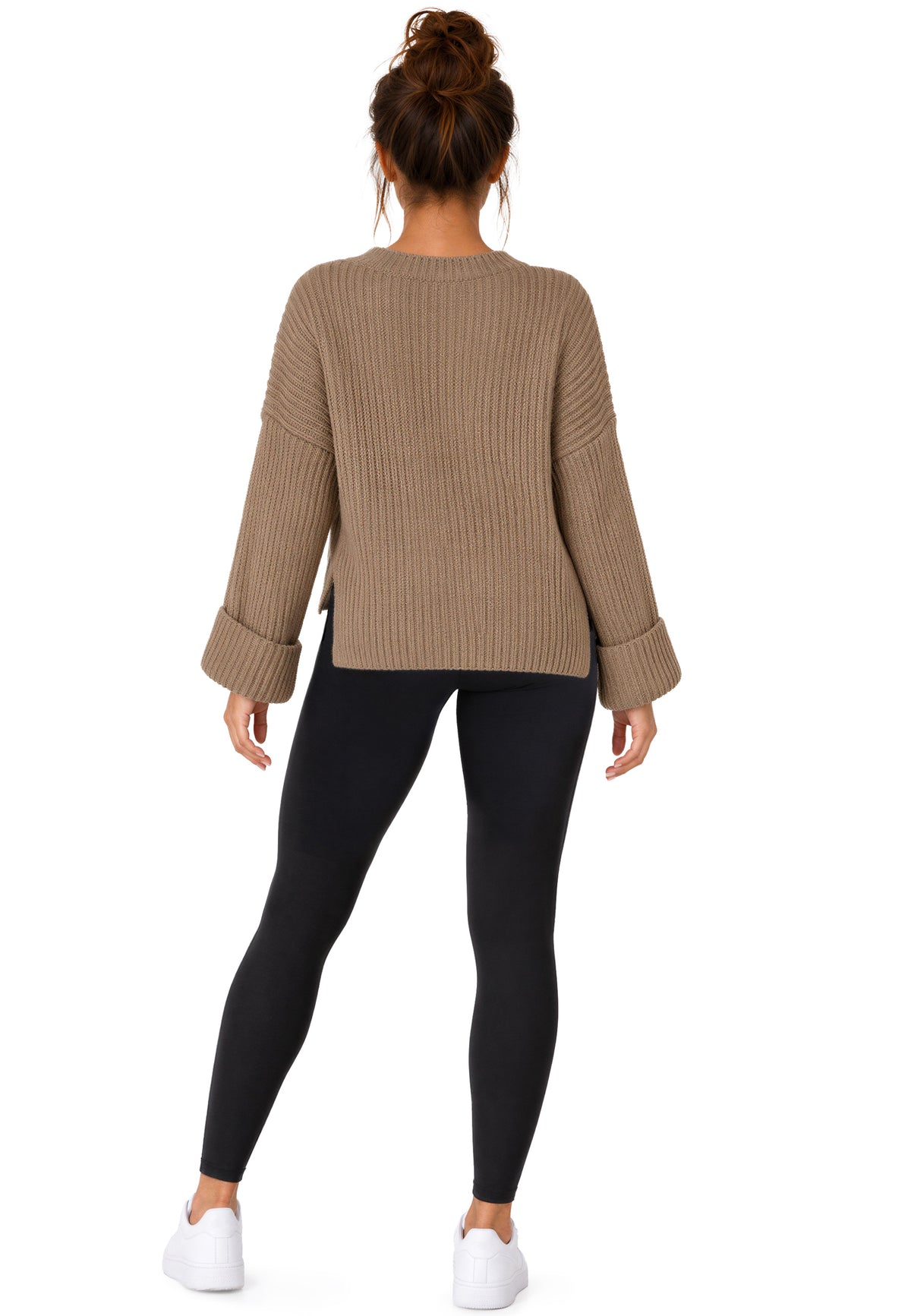 Damen Relaxed Fit Strickpullover 25RSW093 - Dark Beige