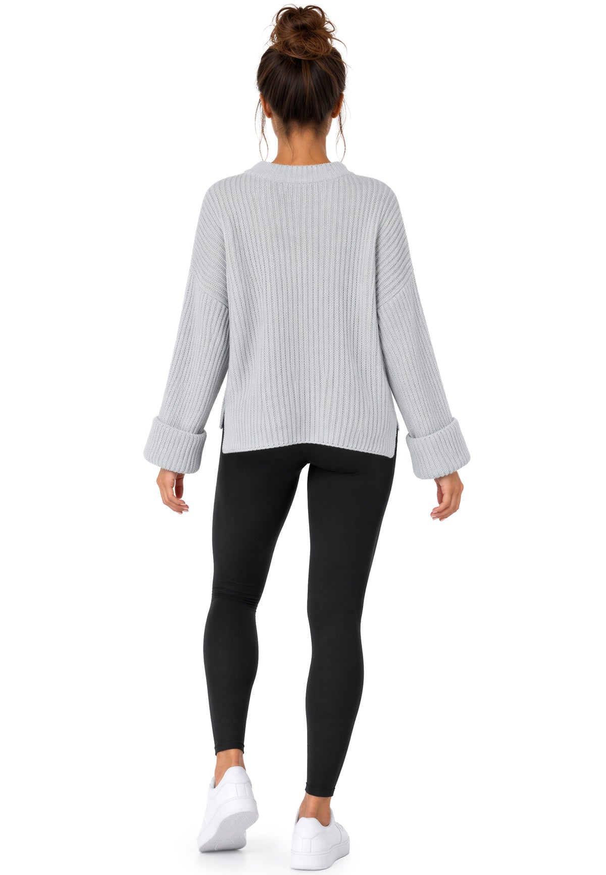 Damen Relaxed Fit Strickpullover 25RSW093 - Grey
