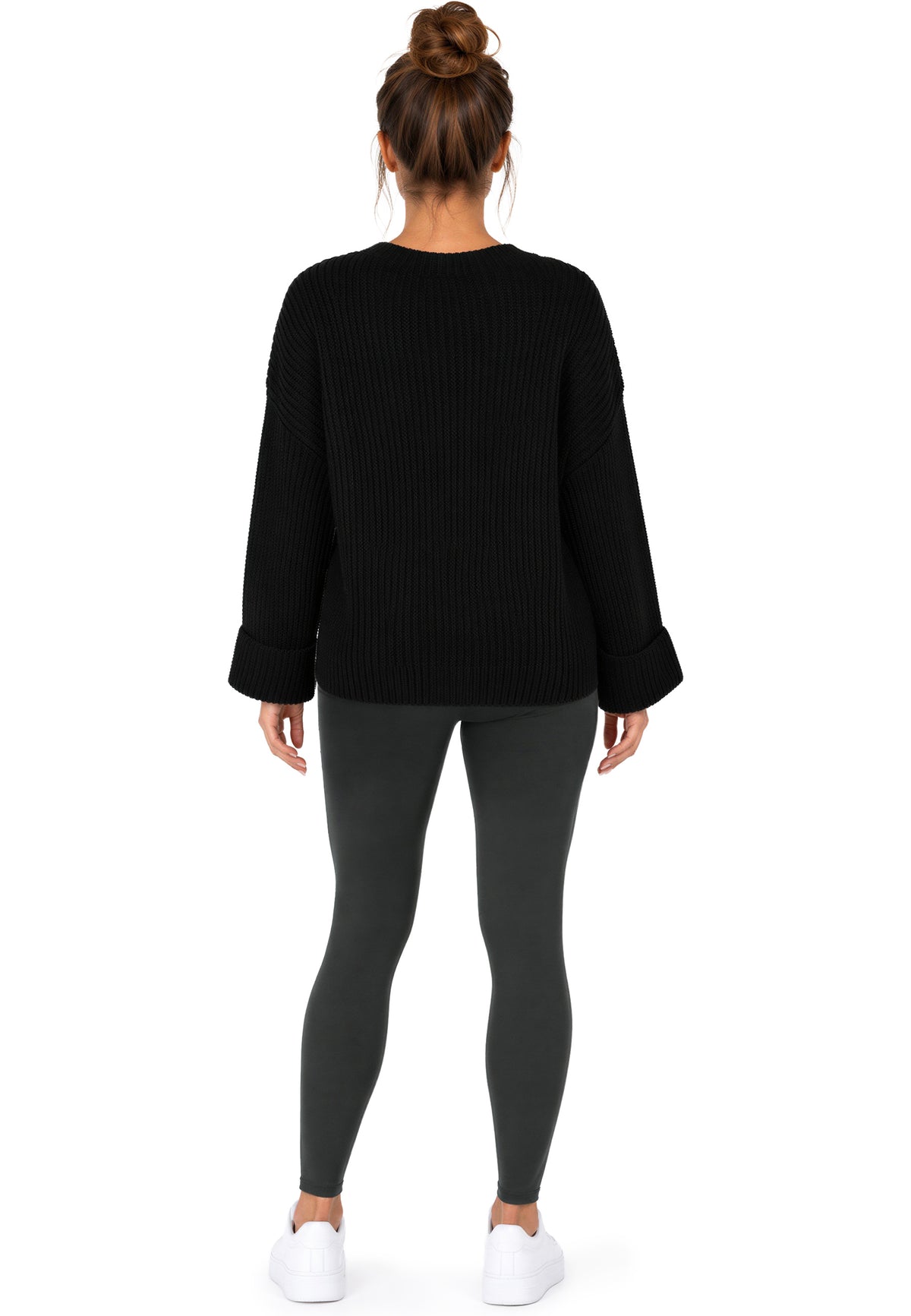 Damen Relaxed Fit Strickpullover 25RSW093 - Black