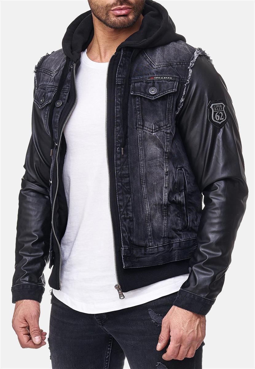 Herren Regular Fit Jacke Denim in Black – Cipo & Baxx – Ansicht 10