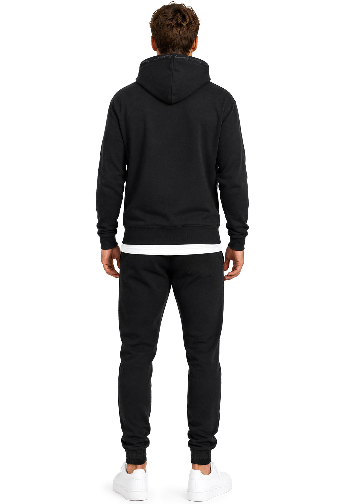 Herren Regular Fit Hoodie Marken-Stick in Black – Reichstadt – Ansicht 10
