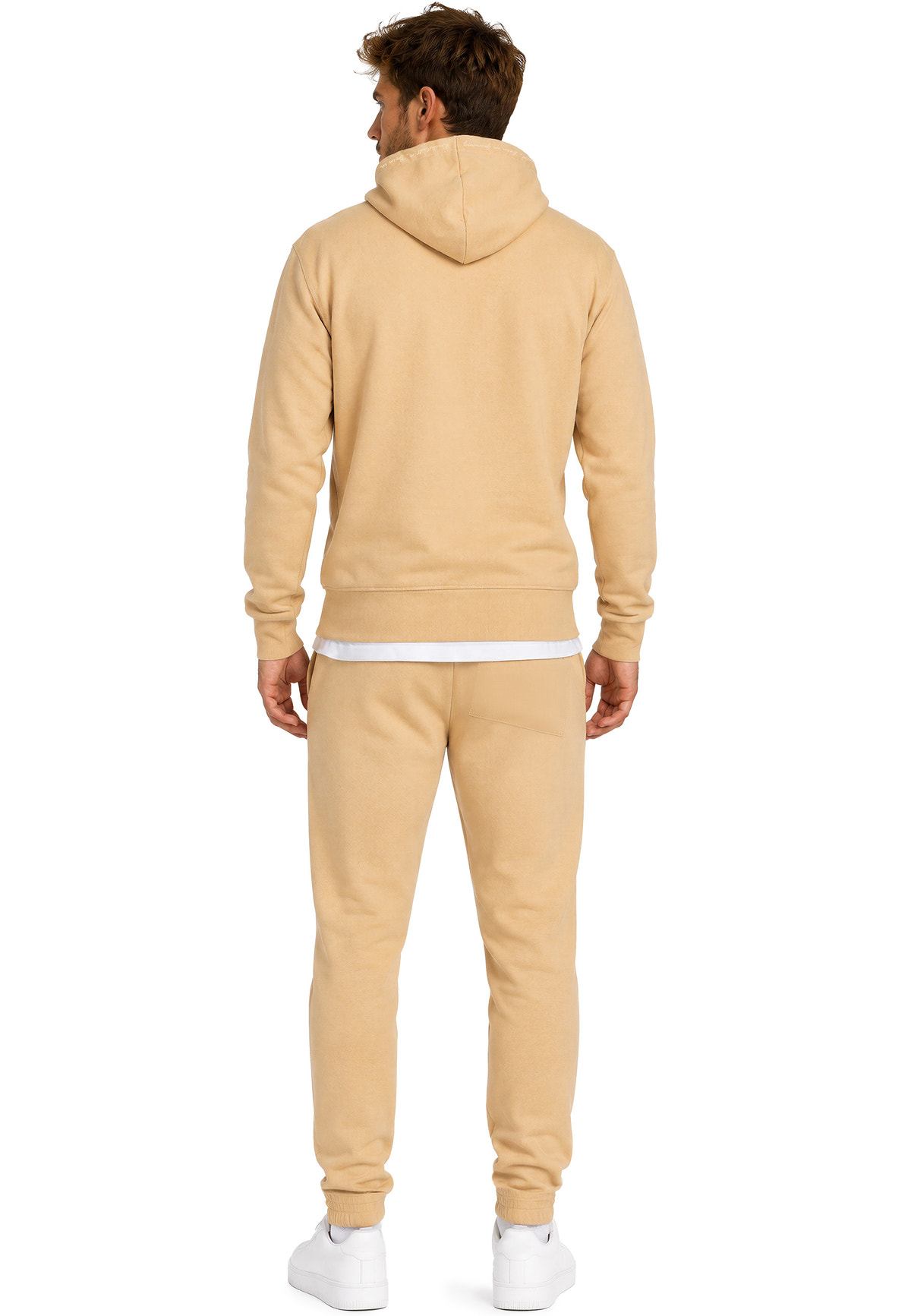 Herren Regular Fit Hoodie Marken-Stick in Beige – Reichstadt – Ansicht 10